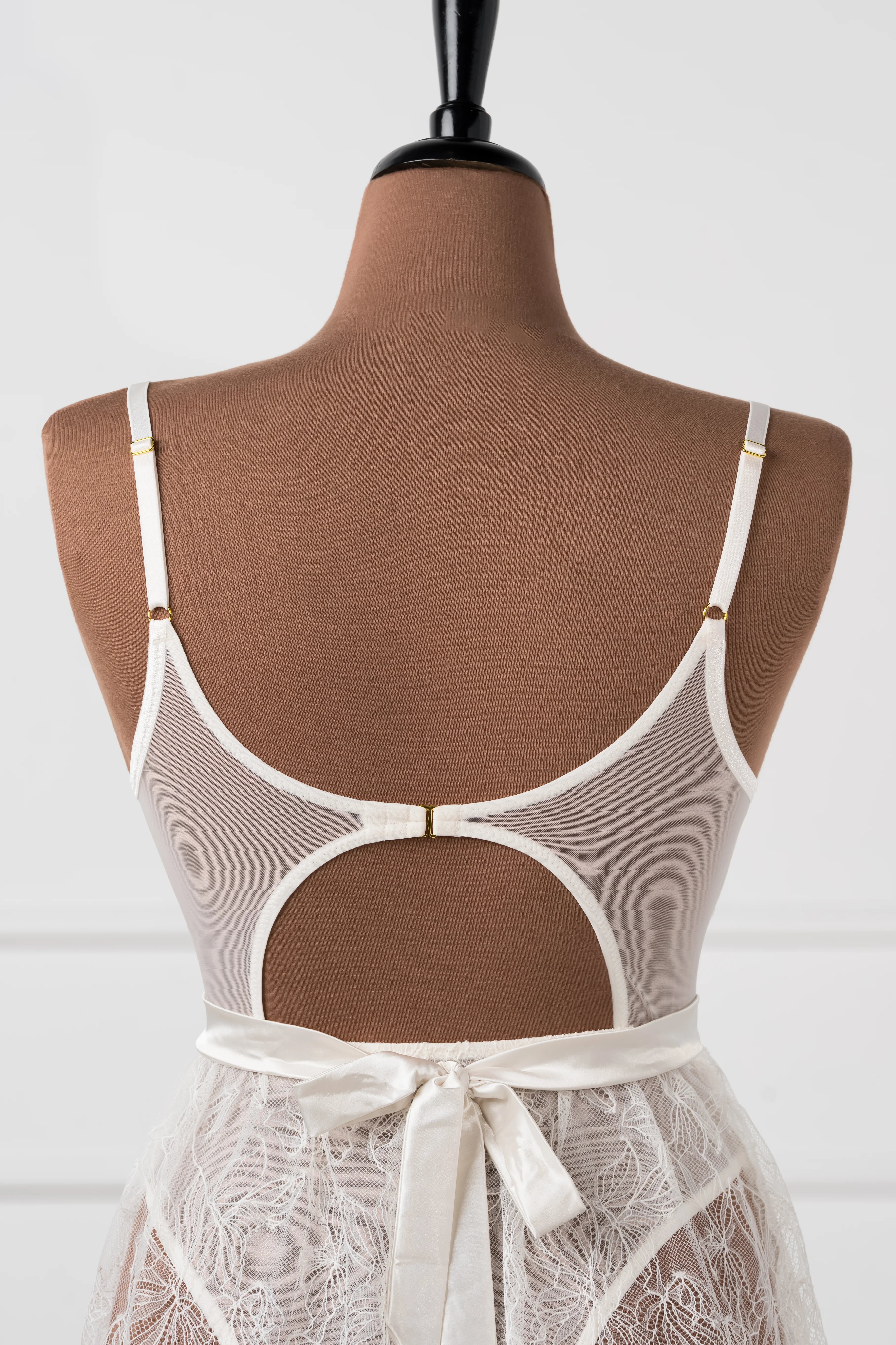 Eyelash Lace Crotchless Teddy - Pearl - Image 9