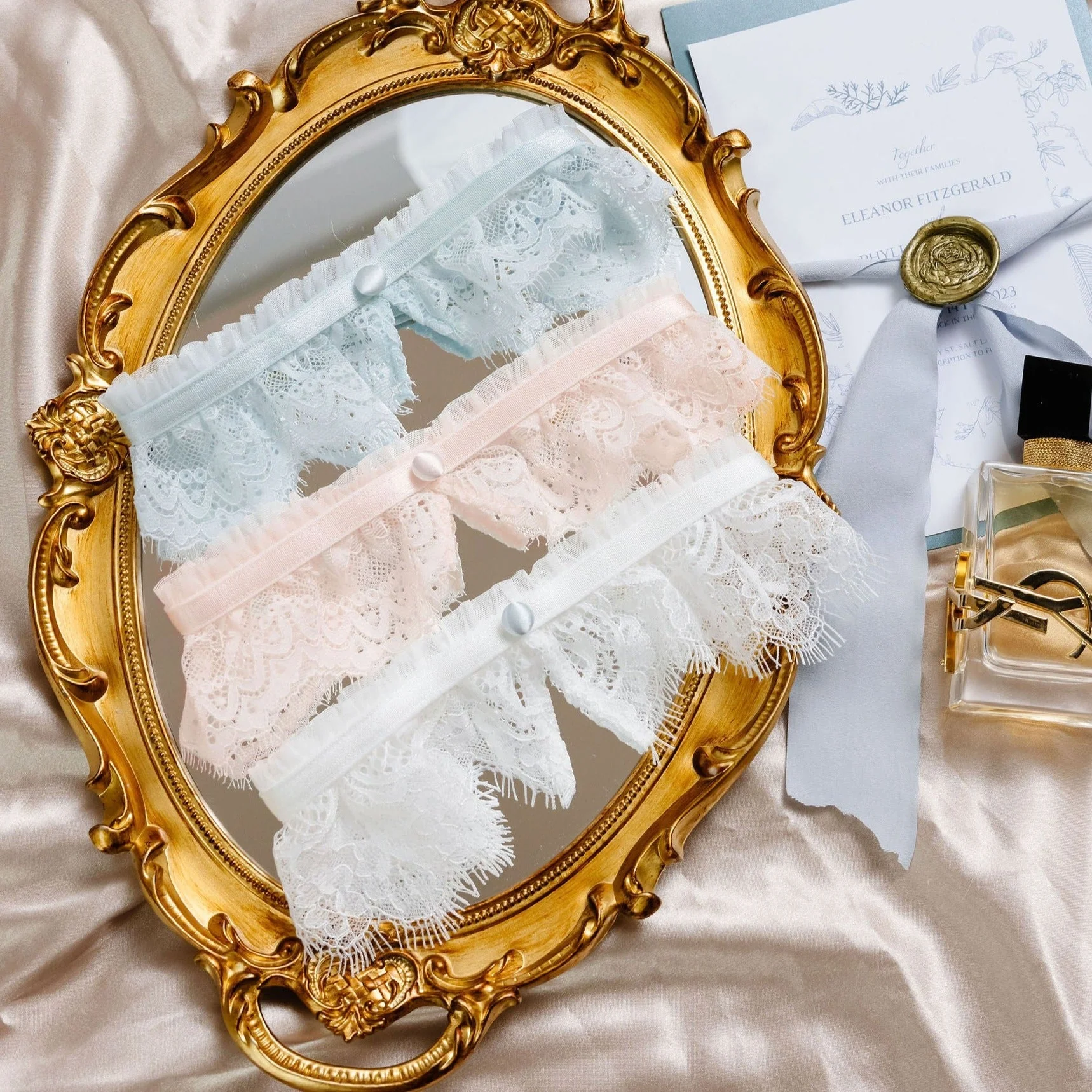 Eyelash Lace Leg Garter - Something Blue - Image 3