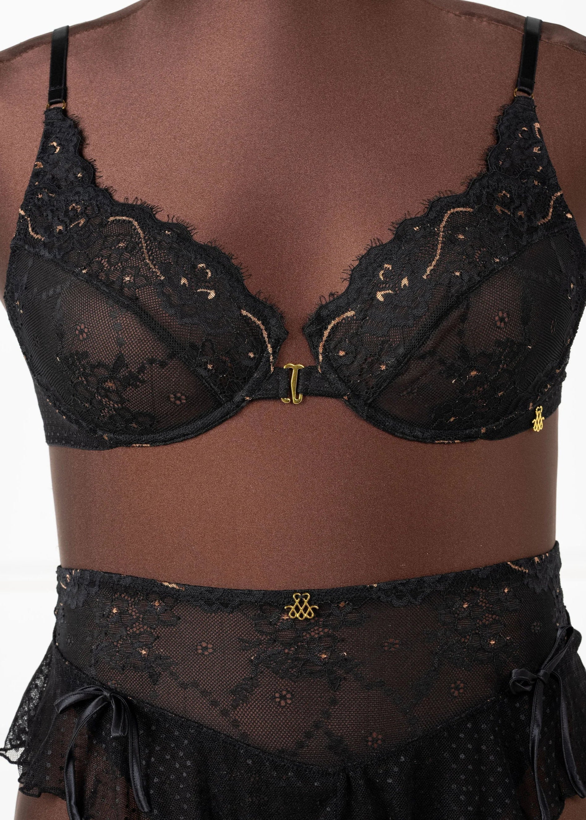 Eyelash Lace Underwire Balconette Bralette - Black Espresso - Image 13