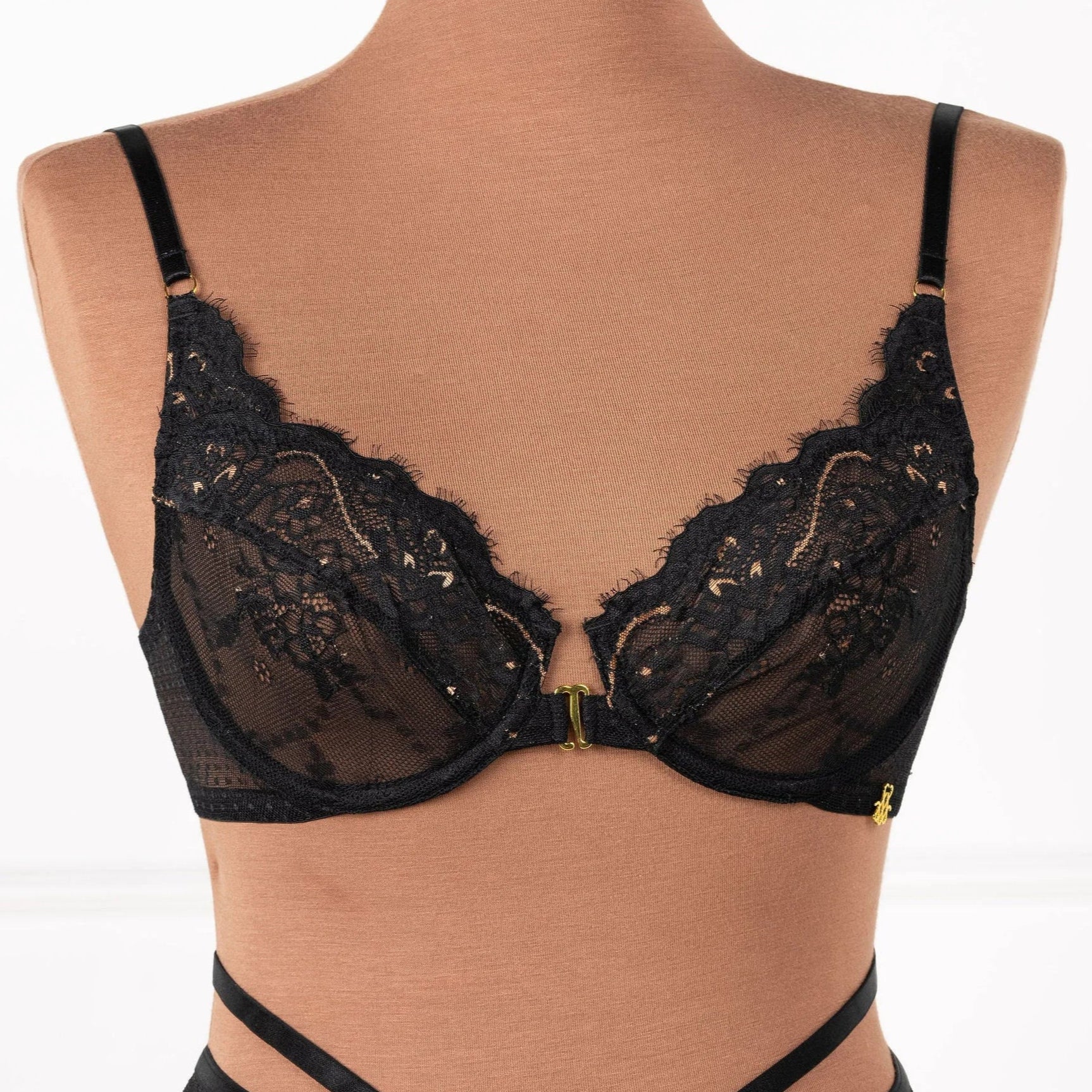 Eyelash Lace Underwire Balconette Bralette - Black Espresso - Image 18