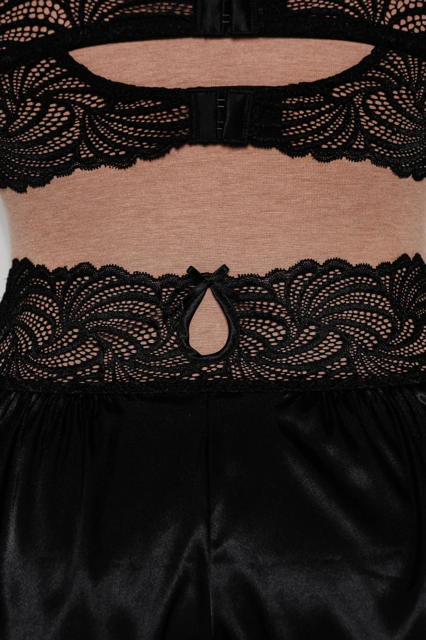 High Waist Lacy Satin Tap Shorts - Black - Image 13