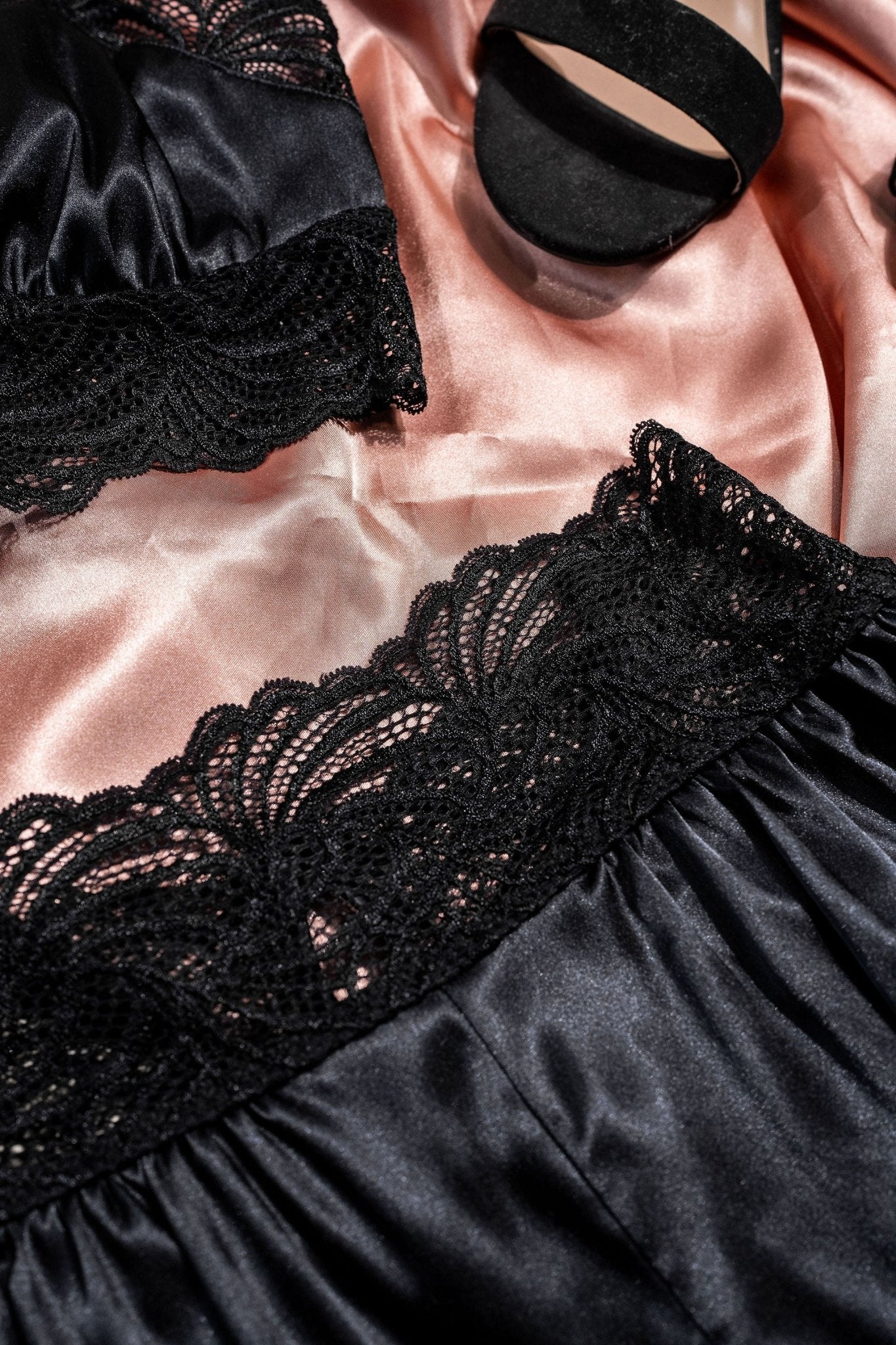 High Waist Lacy Satin Tap Shorts - Black - Image 14