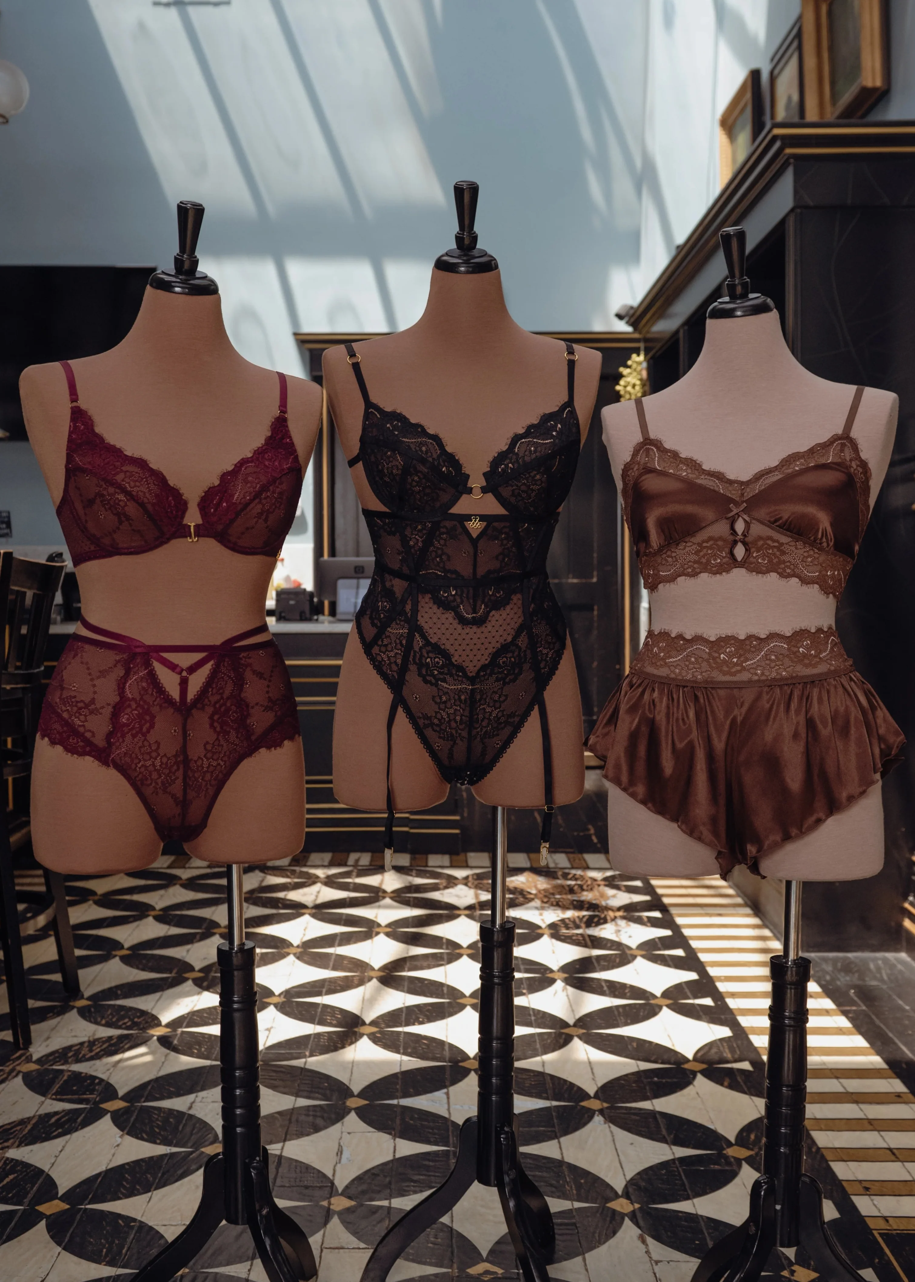 High Waist Lacy Satin Tap Shorts - Chocolate - Image 15