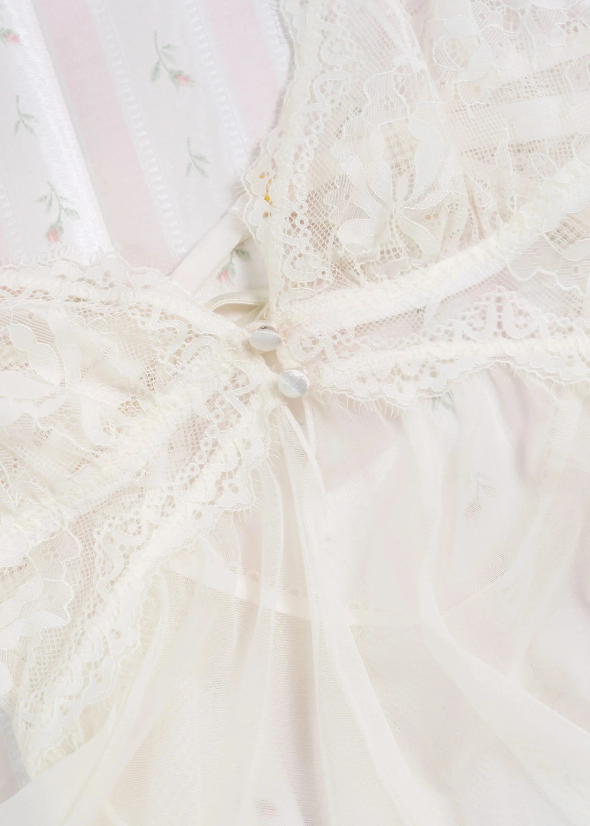 Lace & Mesh Button Babydoll - Pearl - Image 18