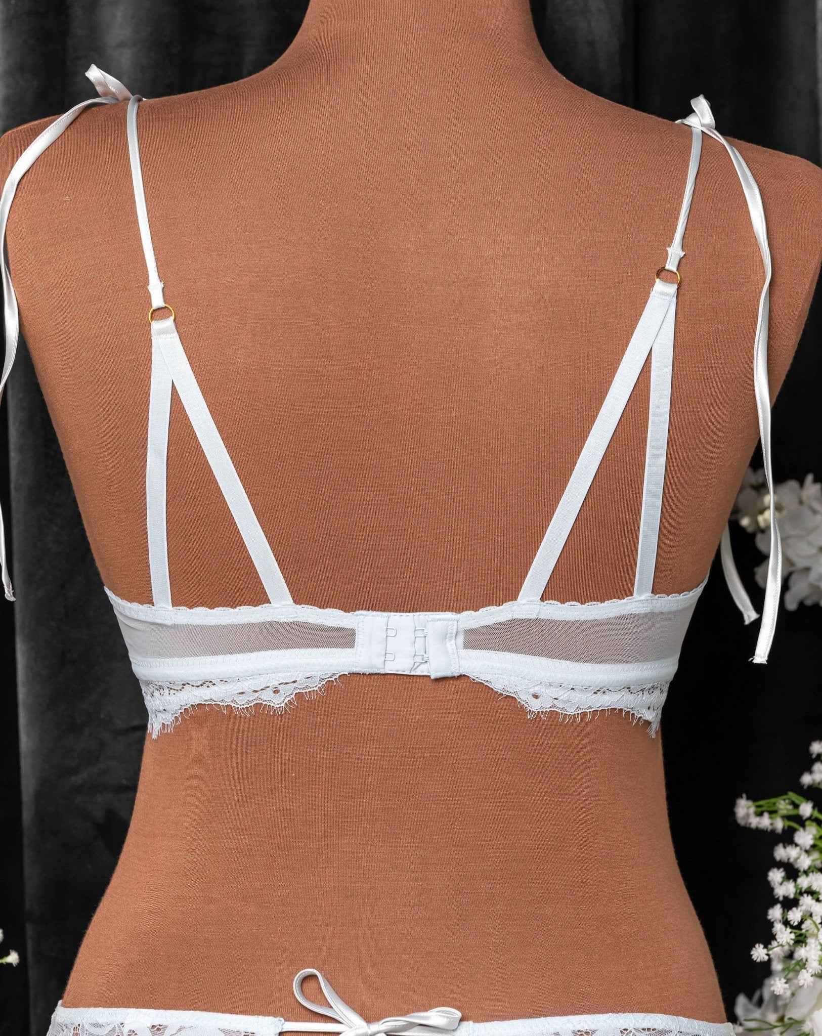 Lace & Mesh Button Bralette - Something Blue - Image 9