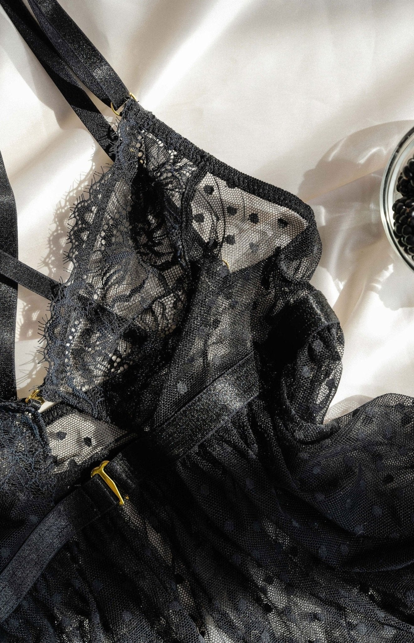 Lacy Polka Dot Camidoll - Black - Image 12