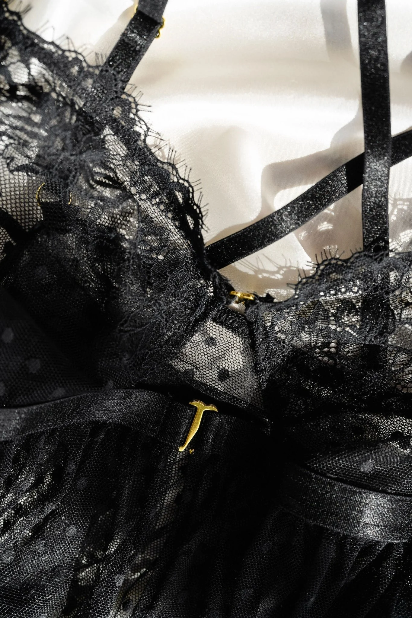 Lacy Polka Dot Camidoll - Black - Image 14