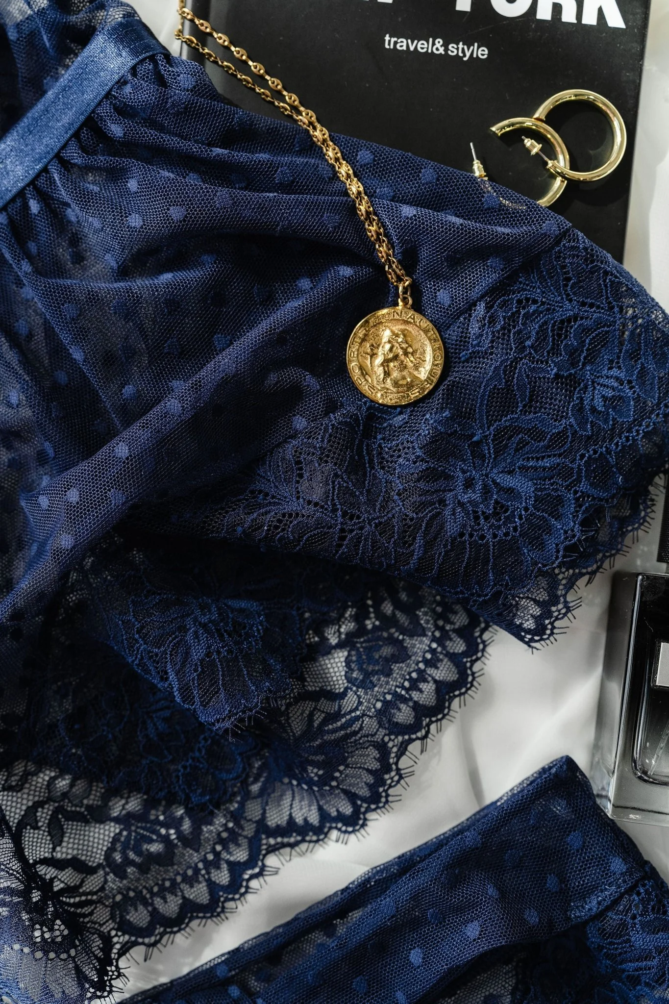 Lacy Polka Dot Camidoll - Navy - Image 11