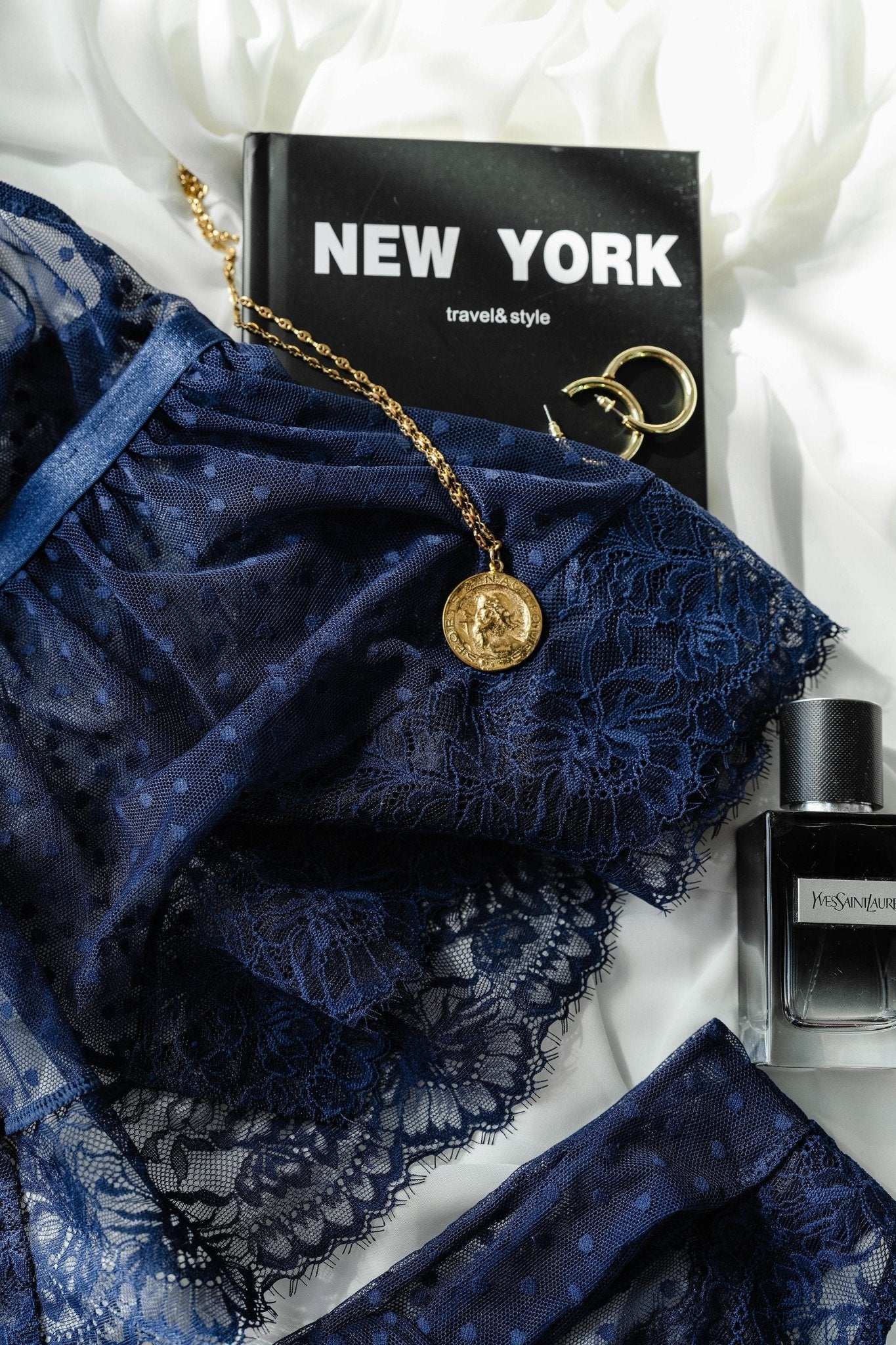 Lacy Polka Dot Camidoll - Navy - Image 13