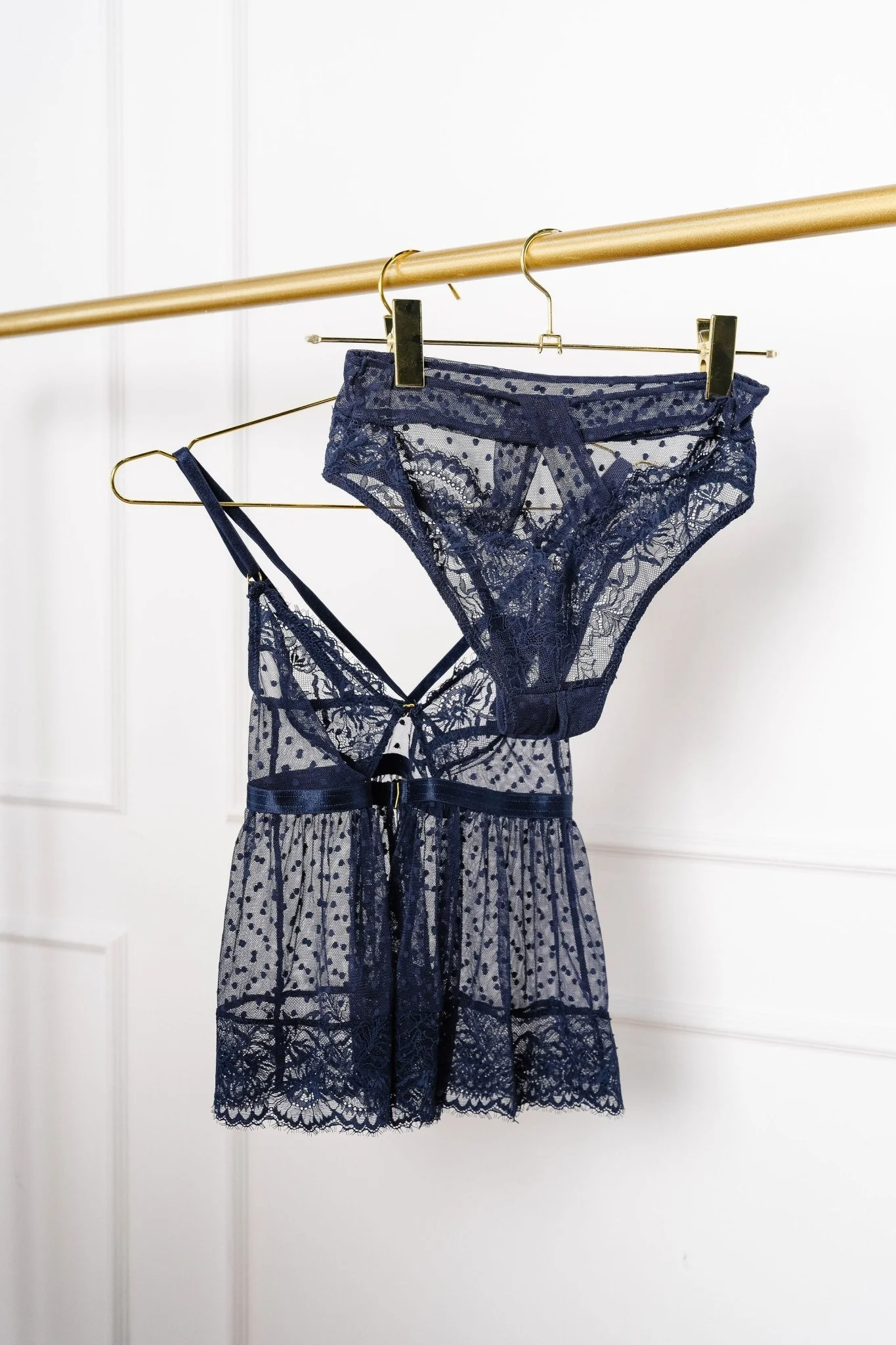 Lacy Polka Dot Camidoll - Navy - Image 15