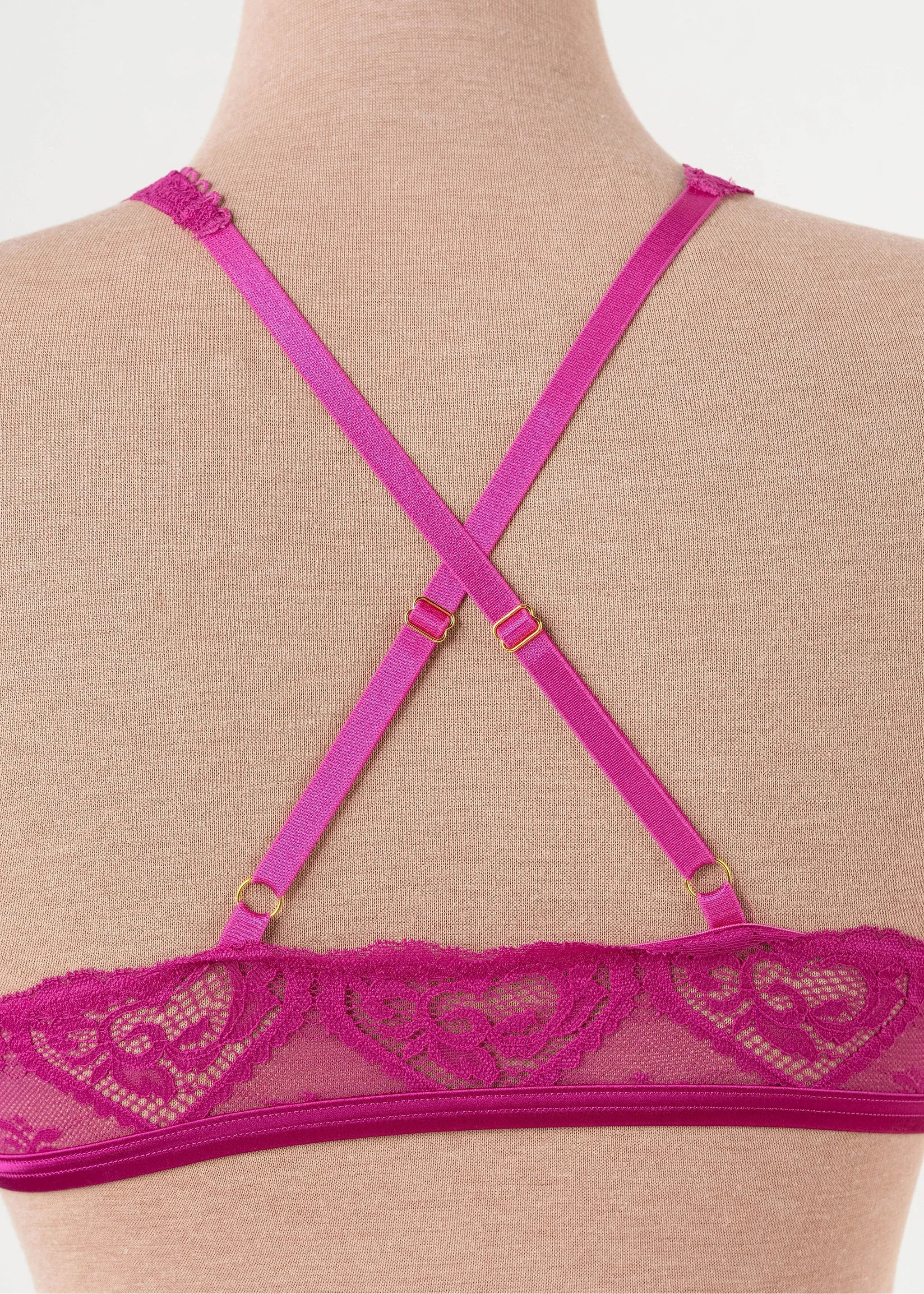 Lacy Crossover Bralette - Fuchsia - Image 11