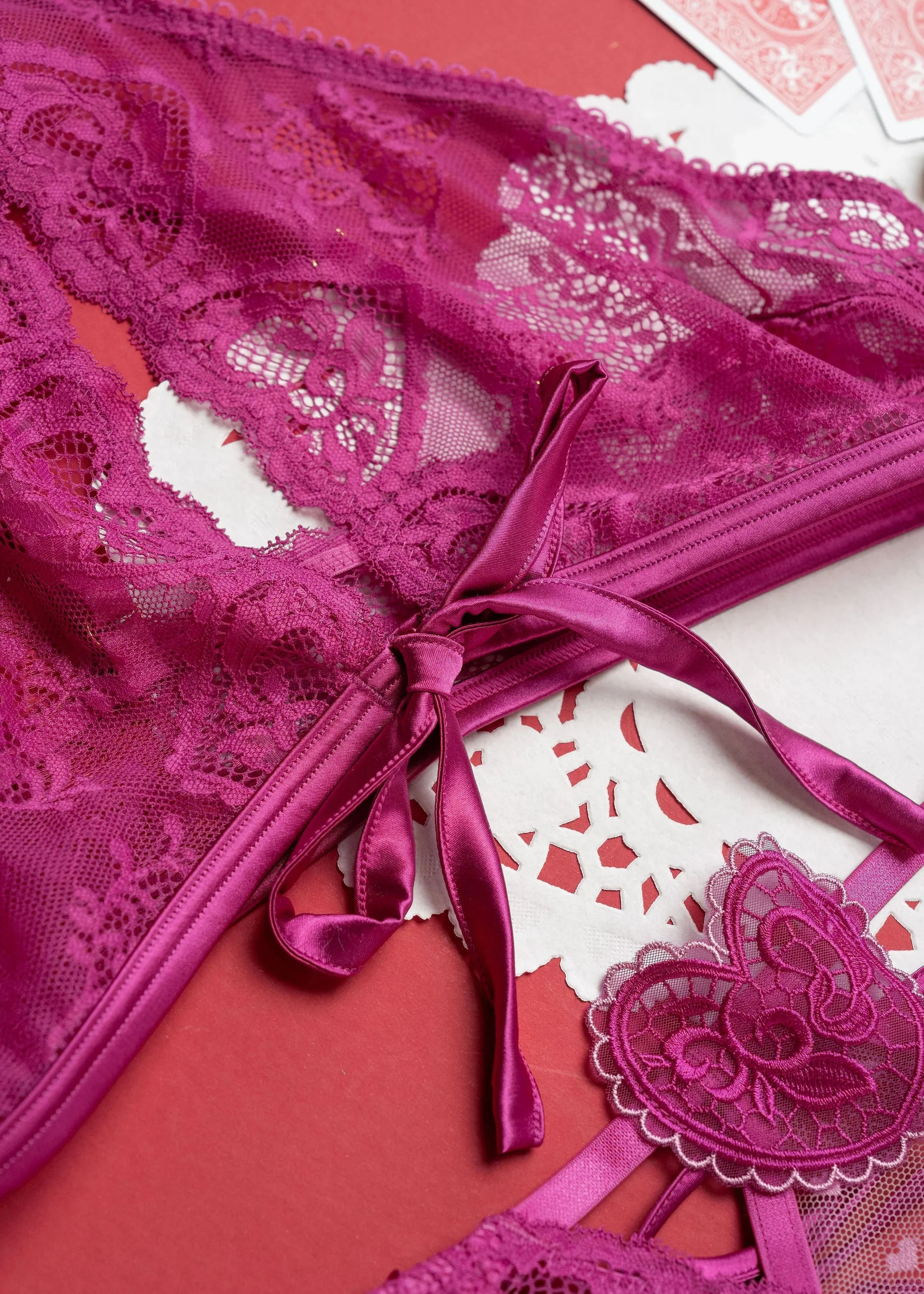 Lacy Crossover Bralette - Fuchsia - Image 15