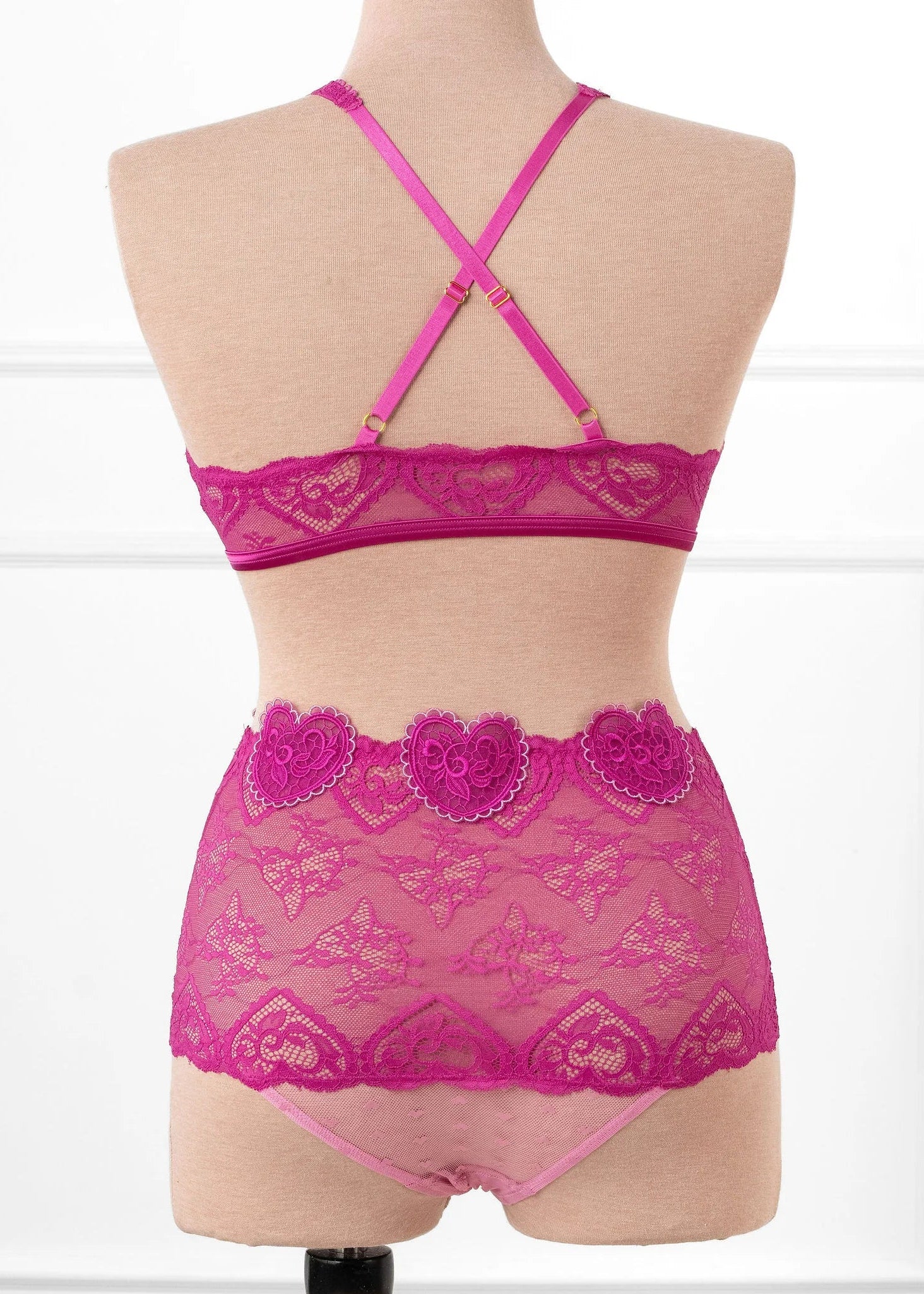 Lacy Crossover Bralette - Fuchsia - Image 5