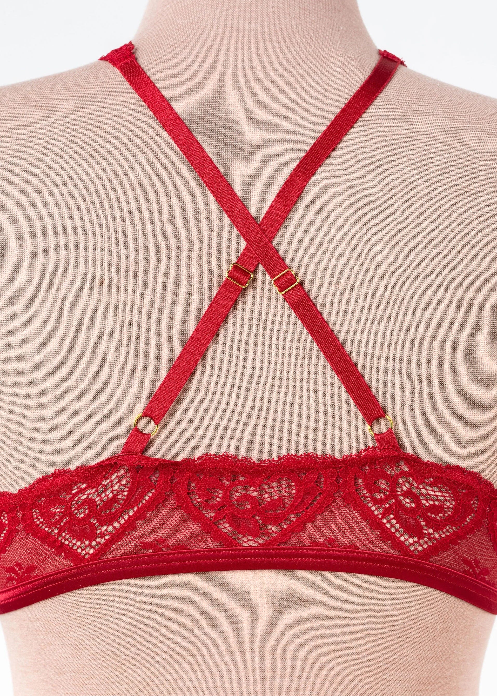 Lacy Crossover Bralette - Red - Image 10