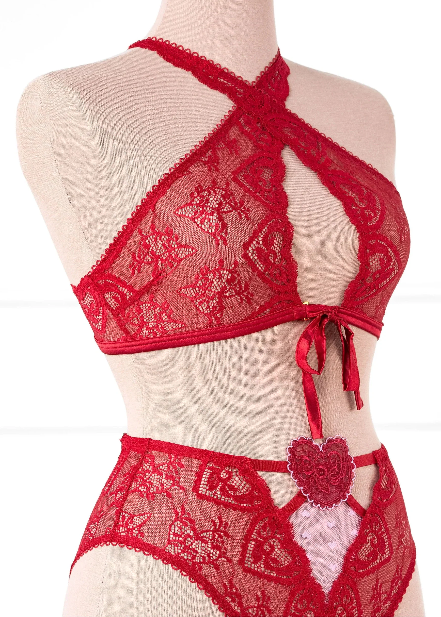 Lacy Crossover Bralette - Red - Image 8