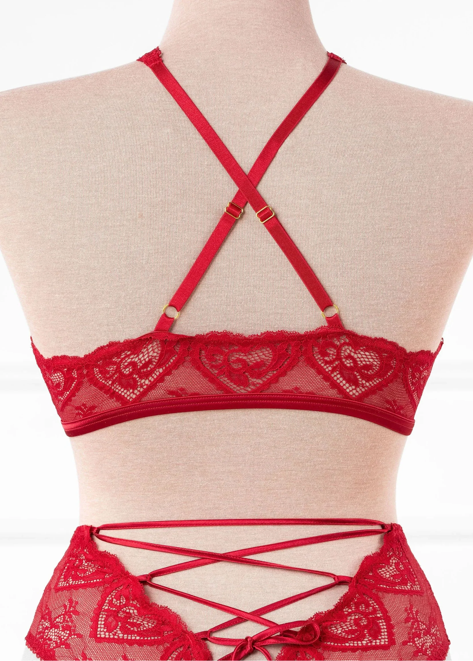 Lacy Crossover Bralette - Red - Image 9