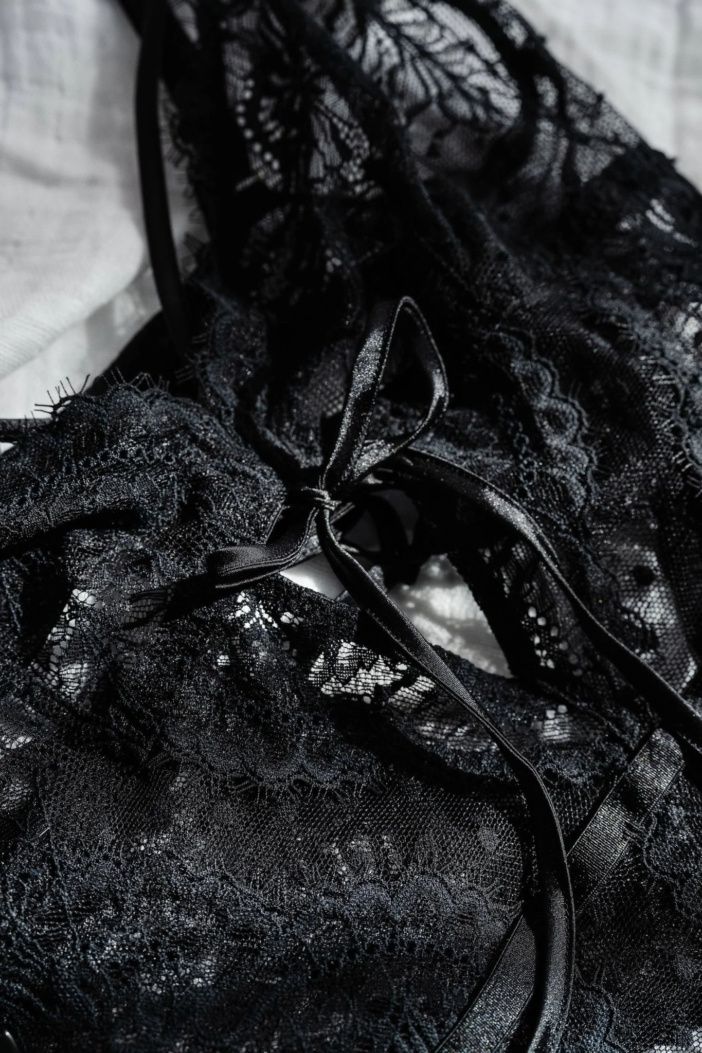 Lacy Crotchless Polka Dot Teddy - Black - Image 17