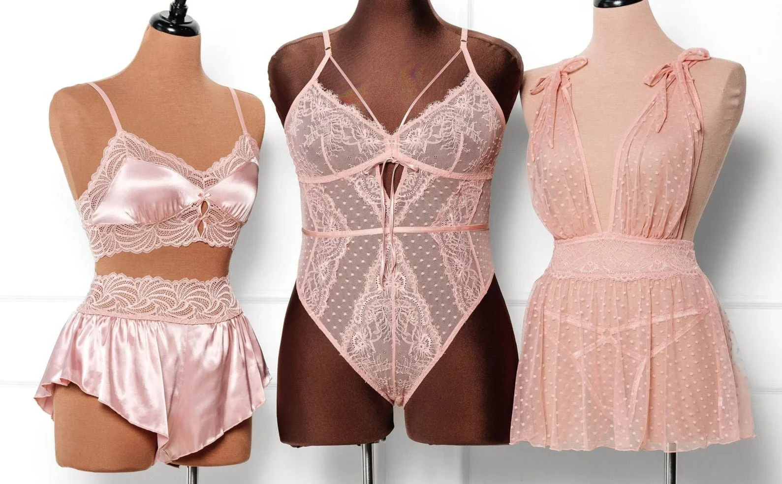 Lacy Satin Keyhole Bralette - Blush - Image 10