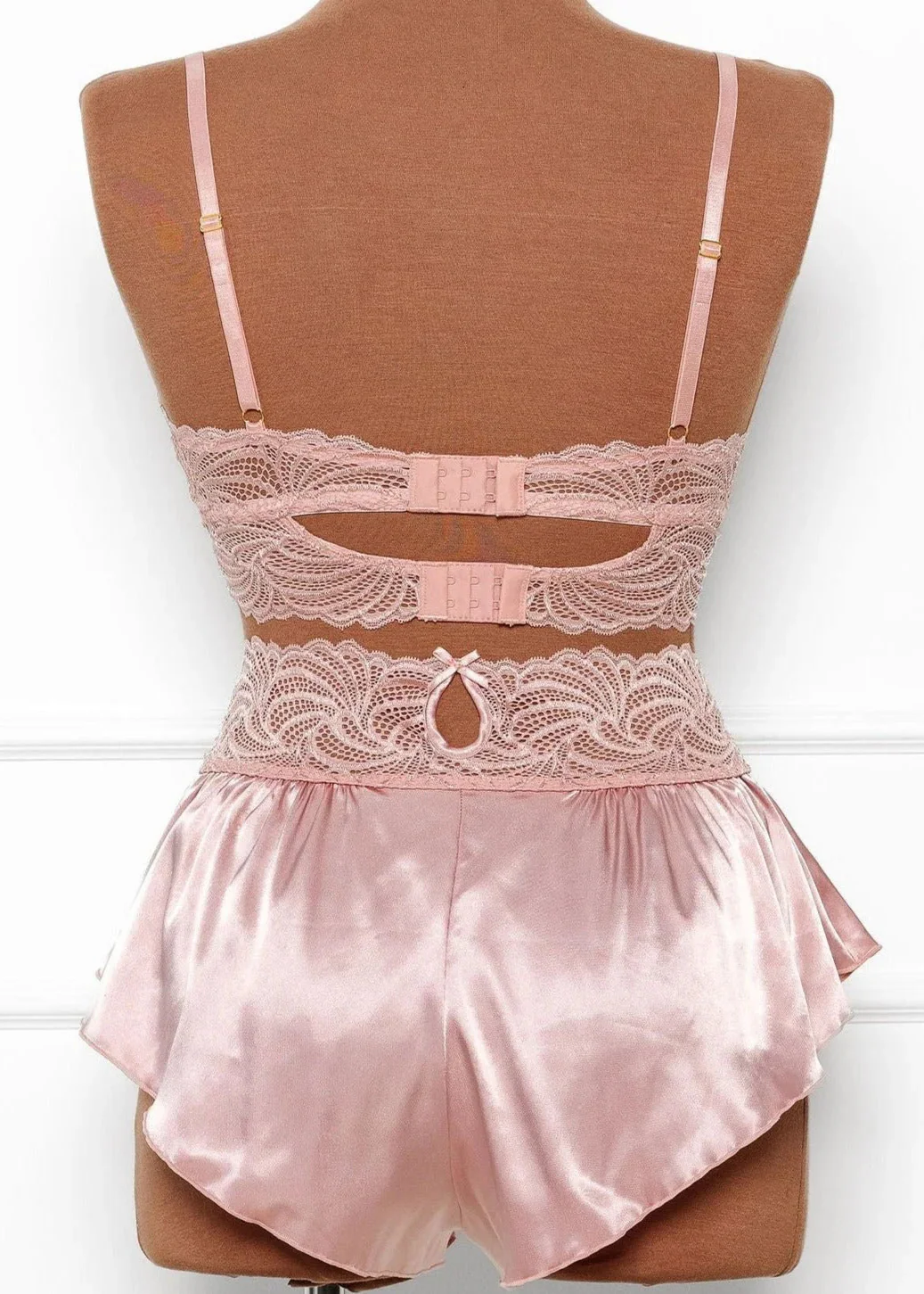 Lacy Satin Keyhole Bralette - Blush - Image 3