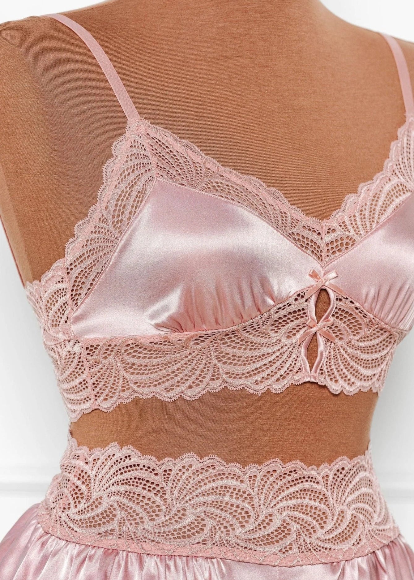 Lacy Satin Keyhole Bralette - Blush - Image 4