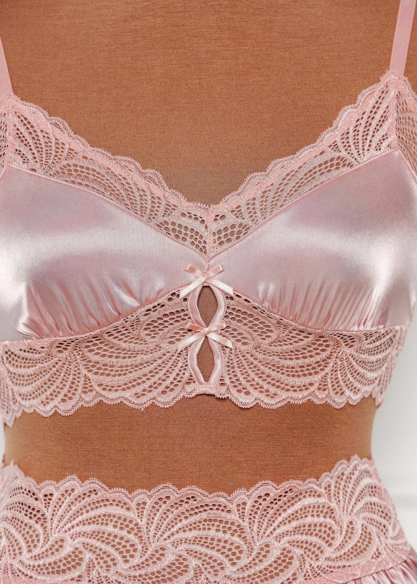 Lacy Satin Keyhole Bralette - Blush - Image 7