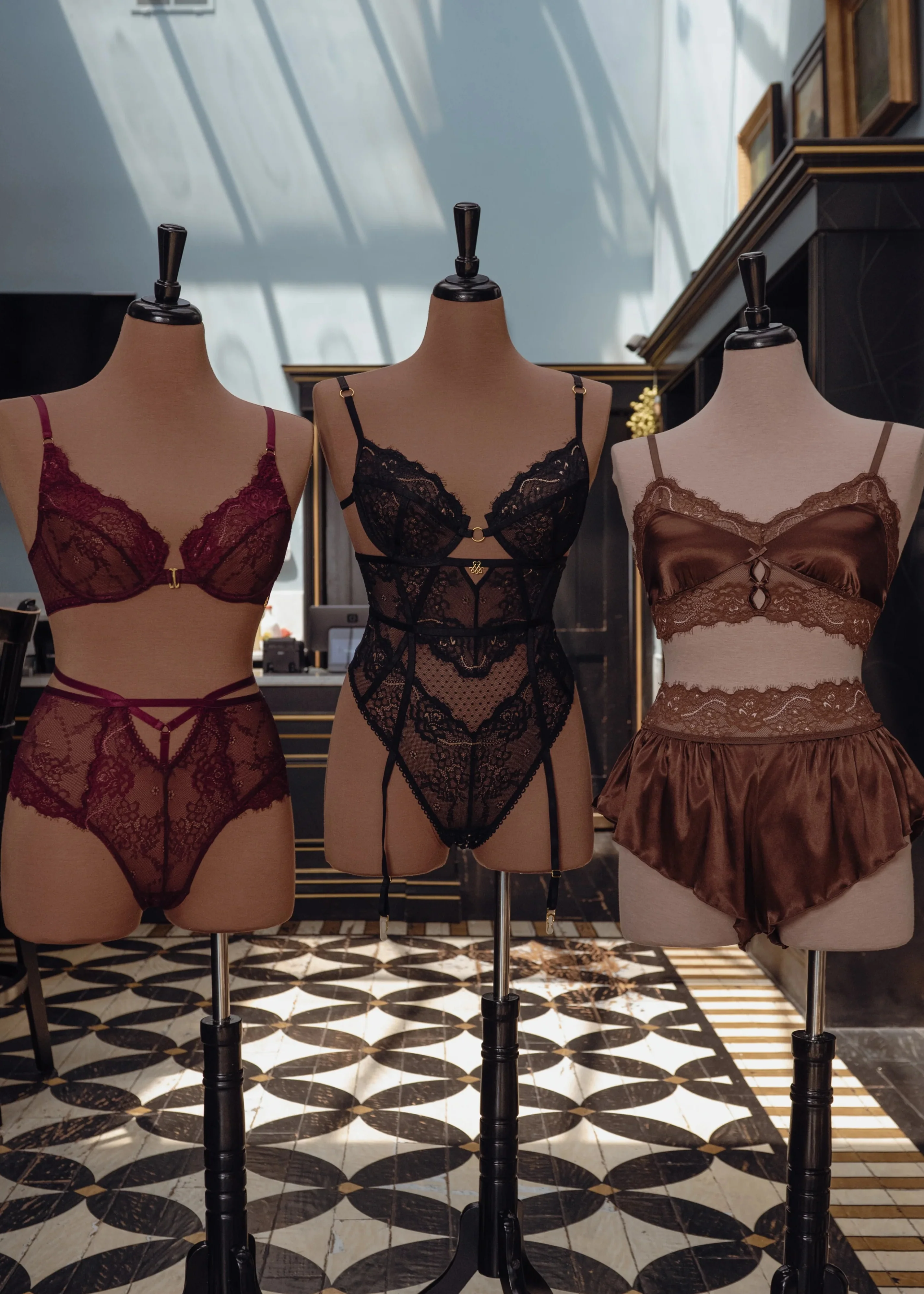 Lacy Satin Keyhole Bralette - Chocolate - Image 15