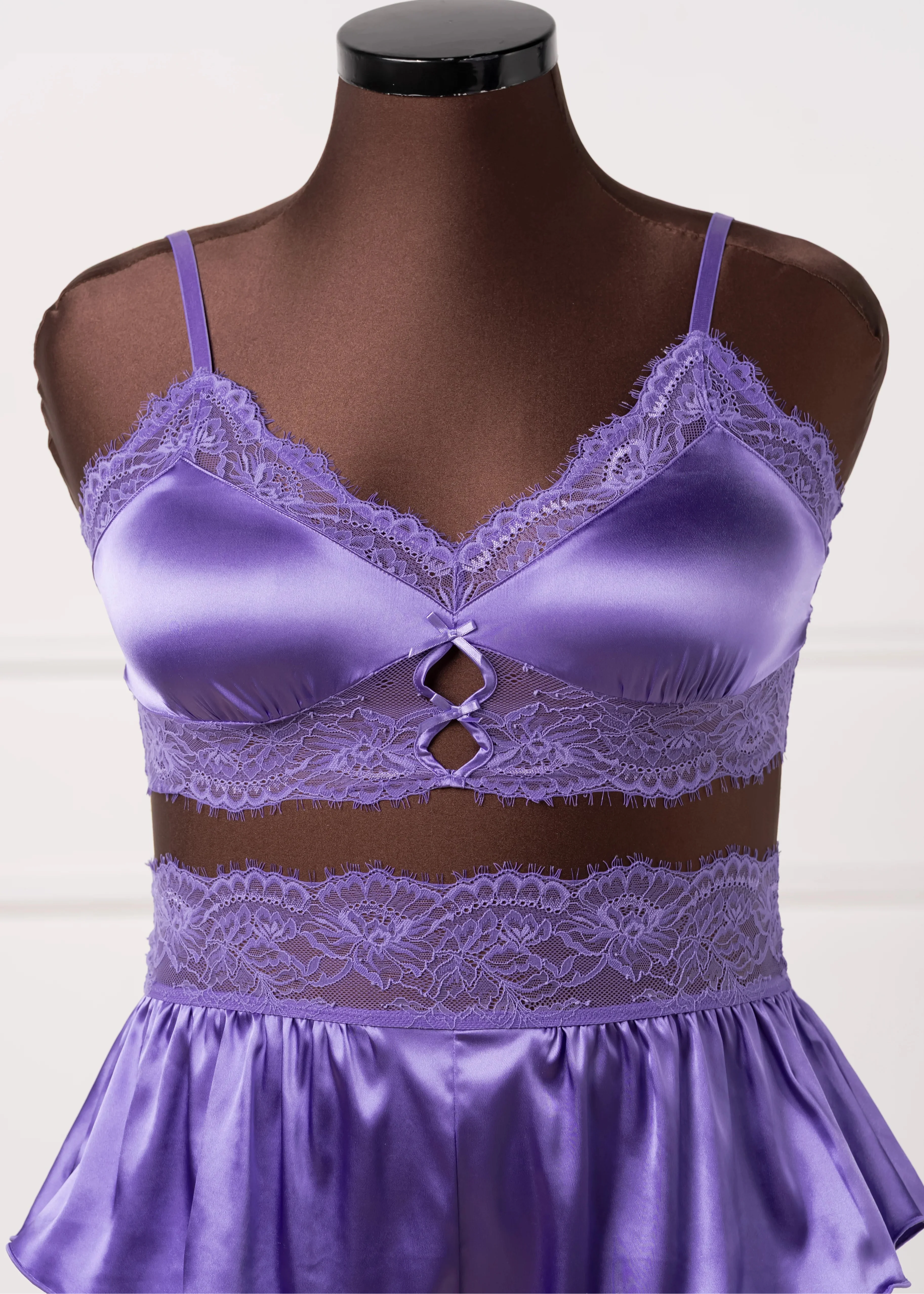 Lacy Satin Keyhole Bralette - Wisteria - Image 11