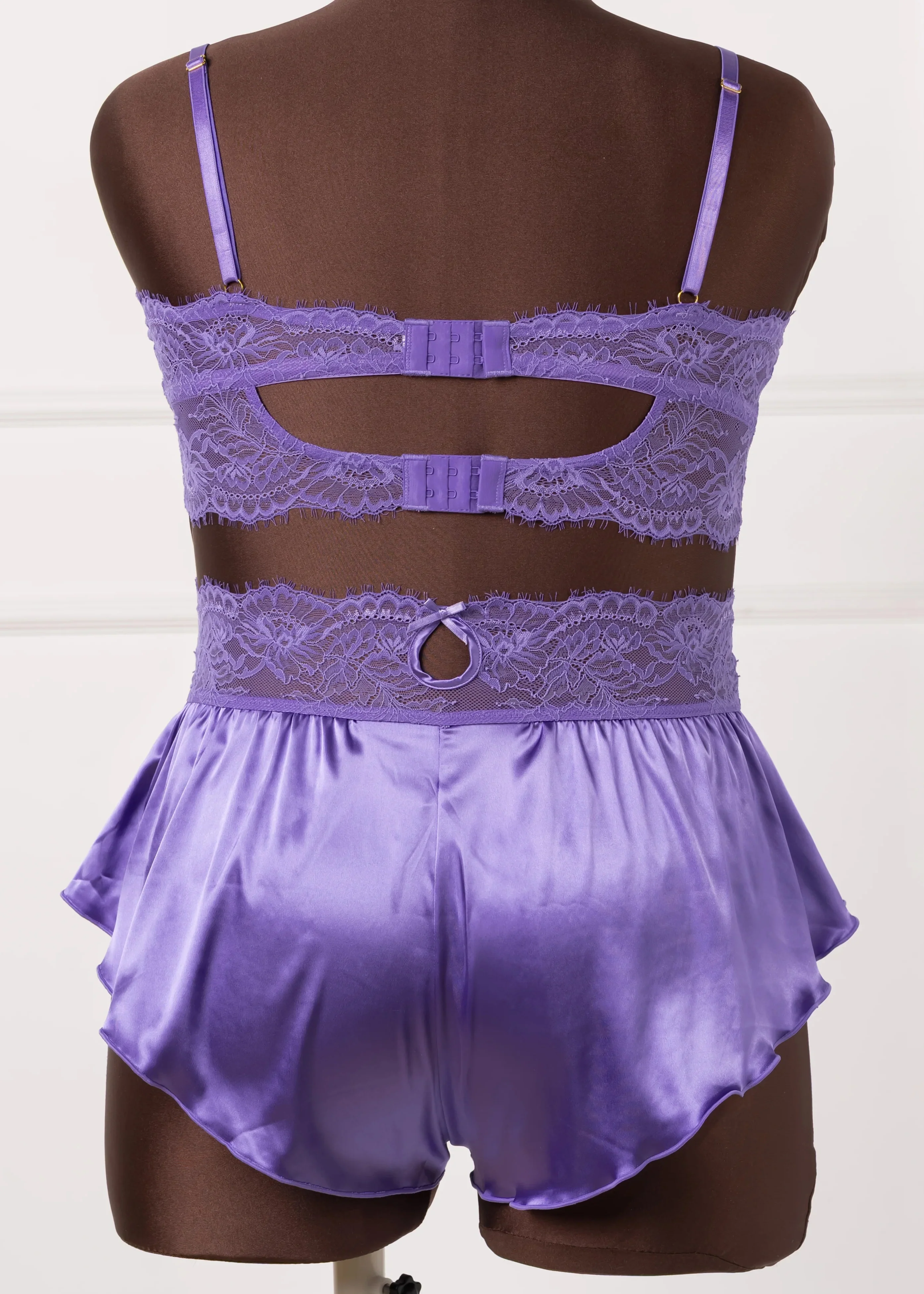 Lacy Satin Keyhole Bralette - Wisteria - Image 14