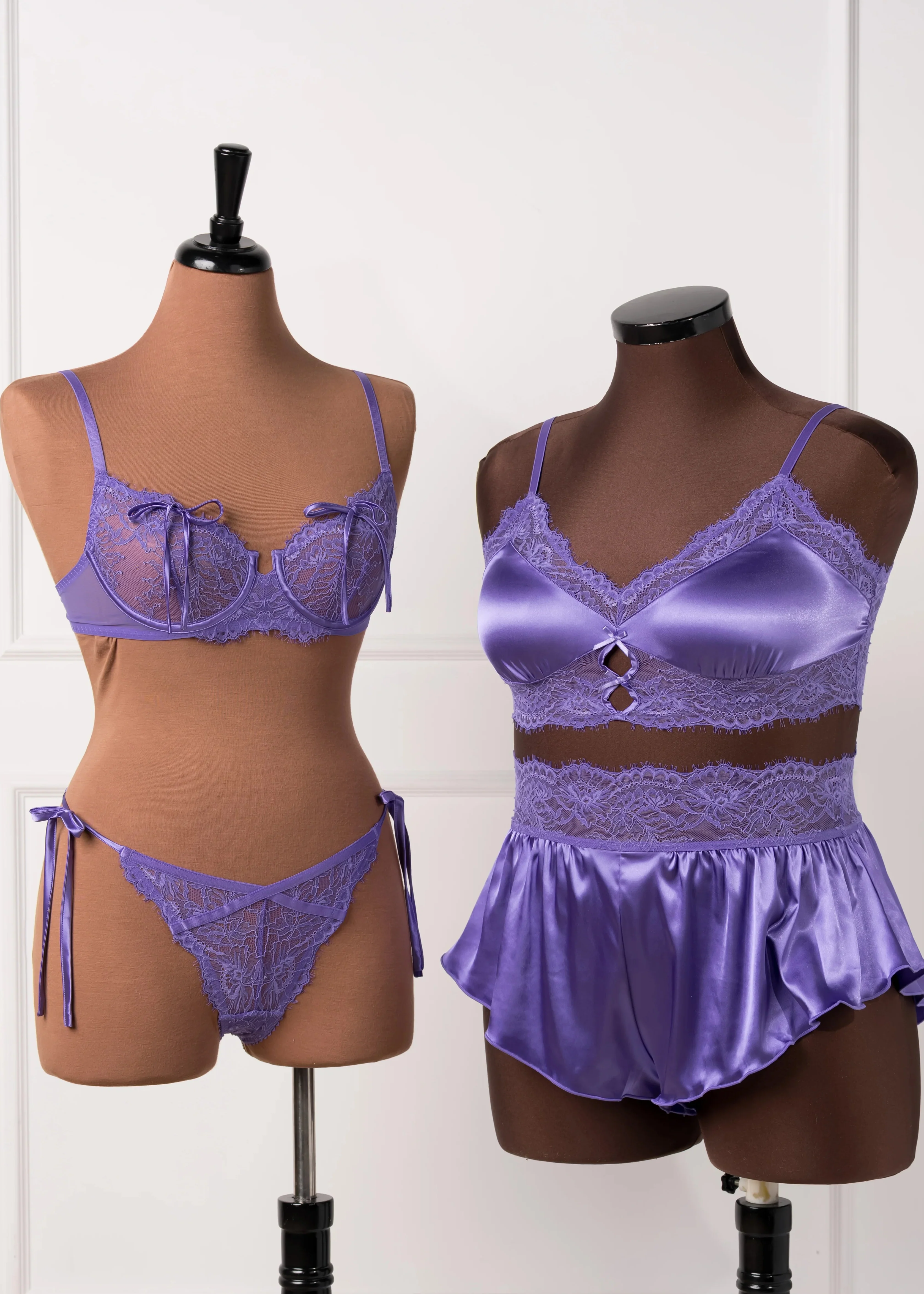Lacy Satin Keyhole Bralette - Wisteria - Image 15