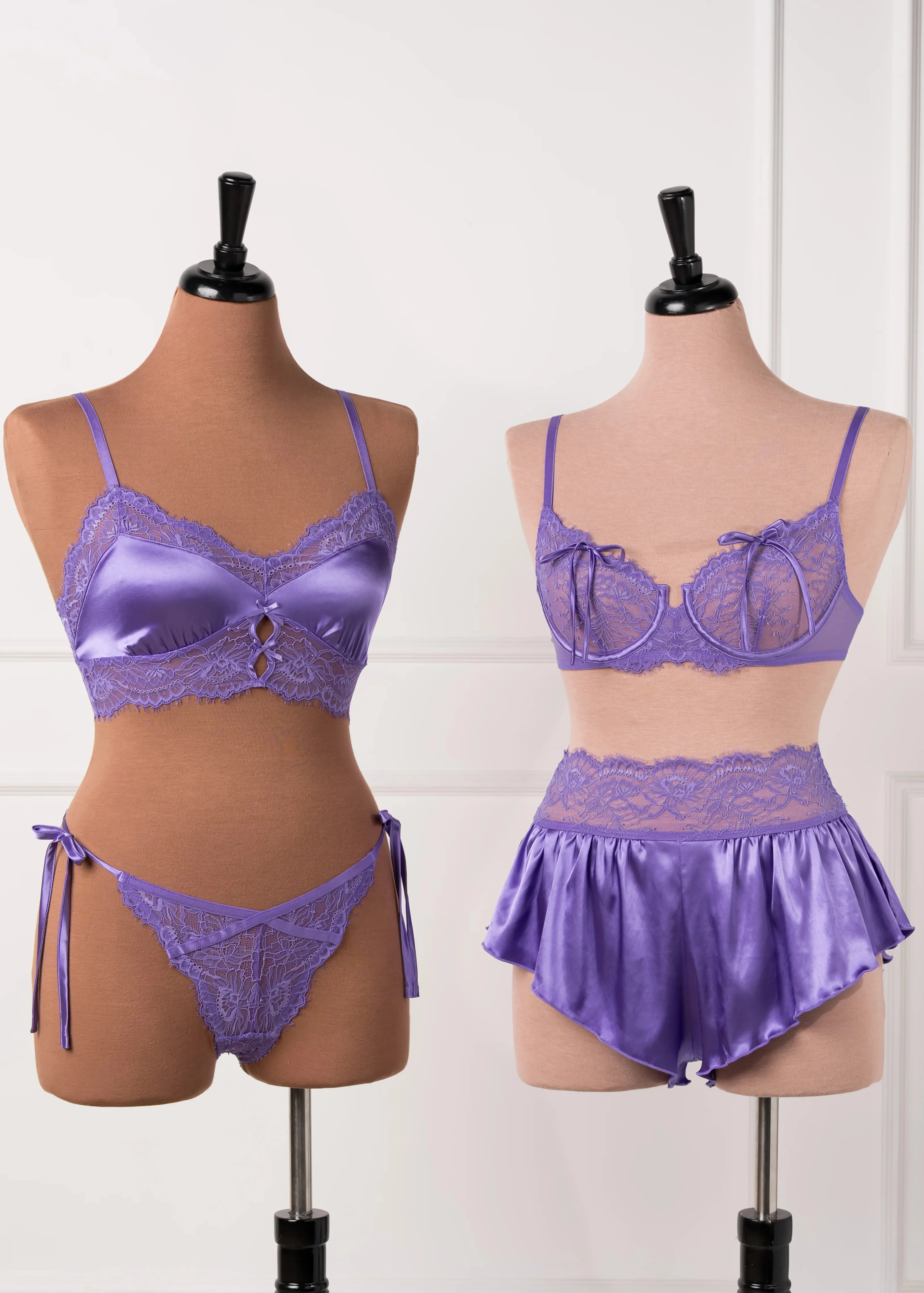 Lacy Satin Keyhole Bralette - Wisteria - Image 4