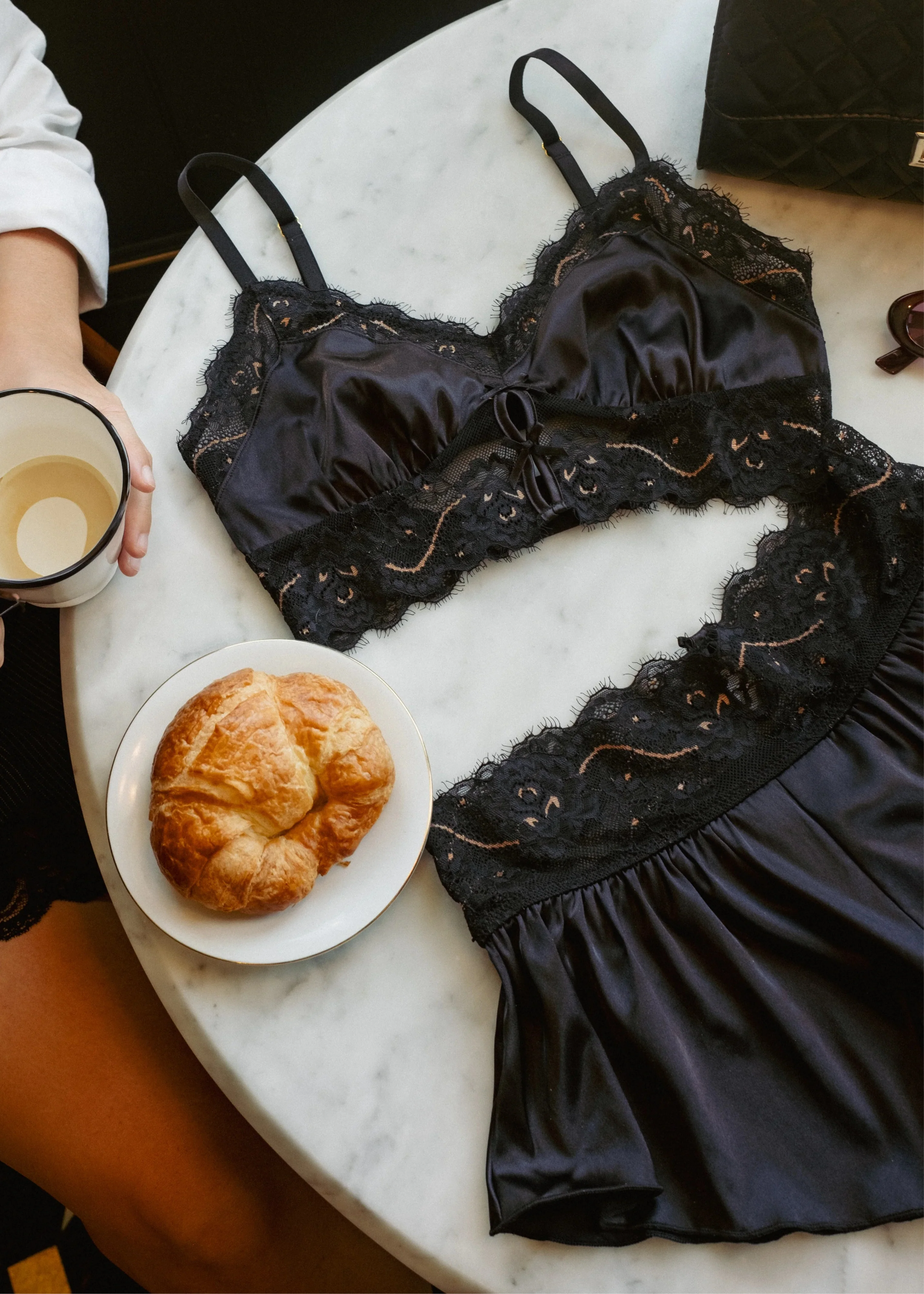 Lacy Satin Keyhole Bralette - Black Espresso - Image 12