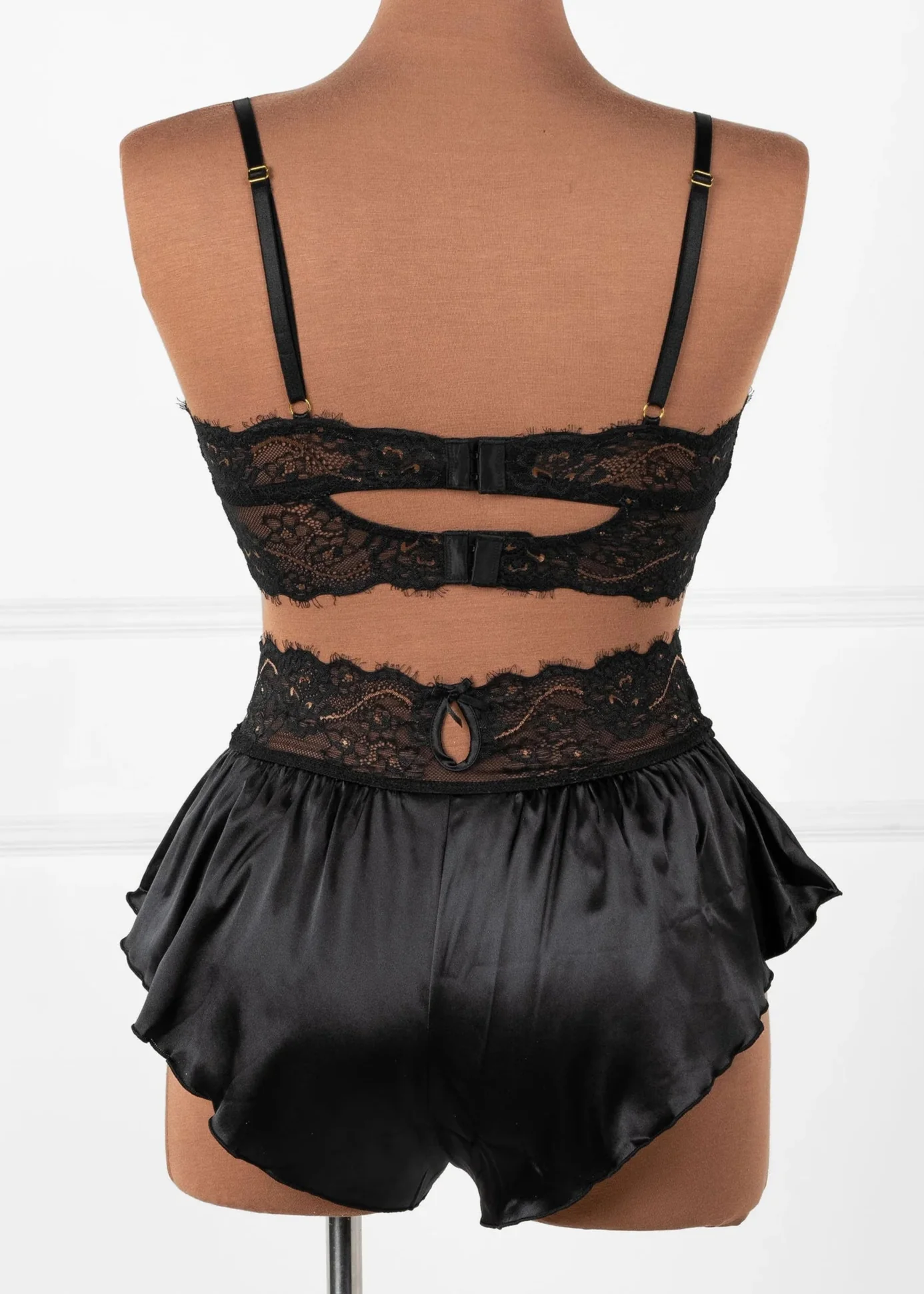 Lacy Satin Keyhole Bralette - Black Espresso - Image 4