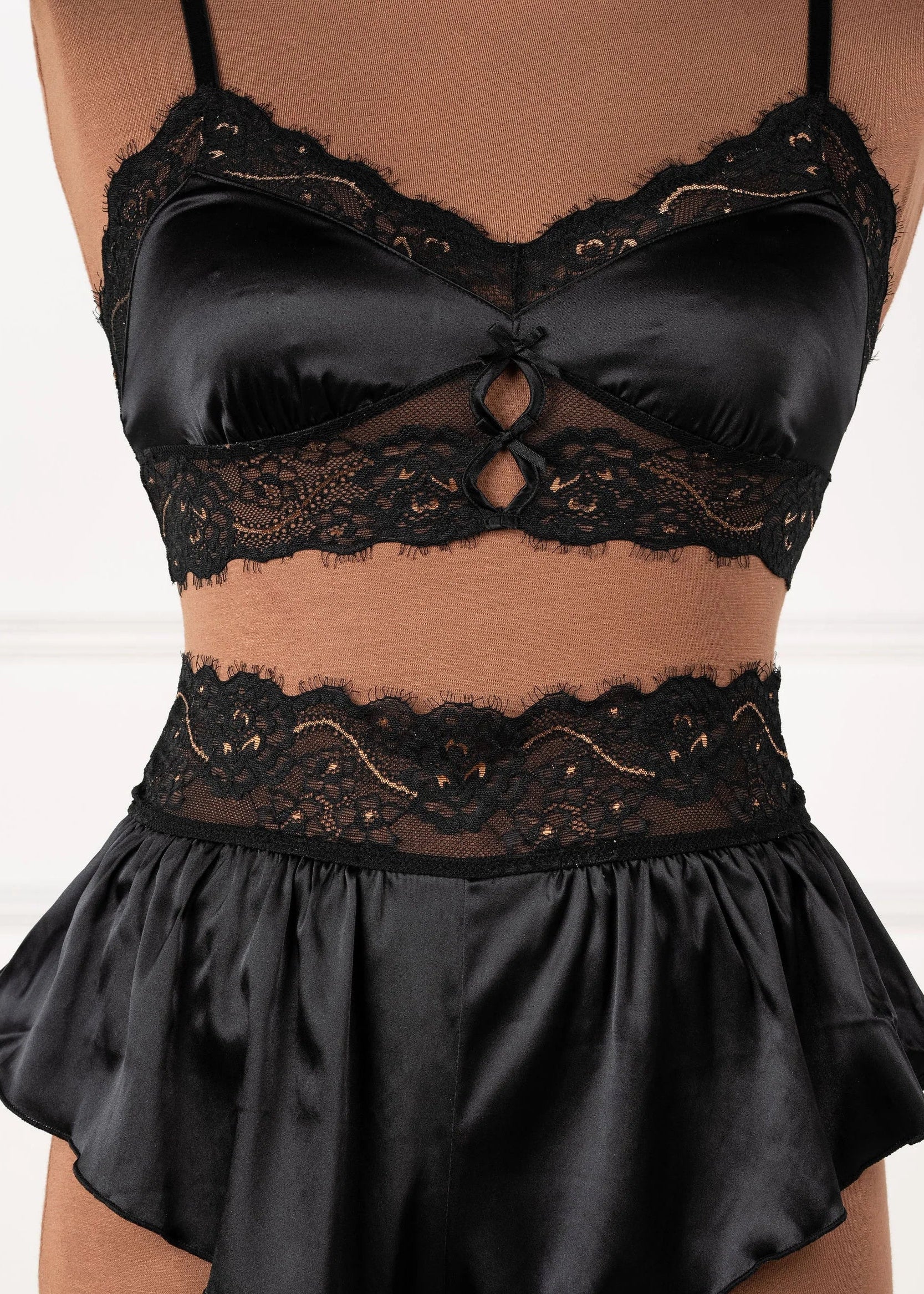 Lacy Satin Keyhole Bralette - Black Espresso - Image 5
