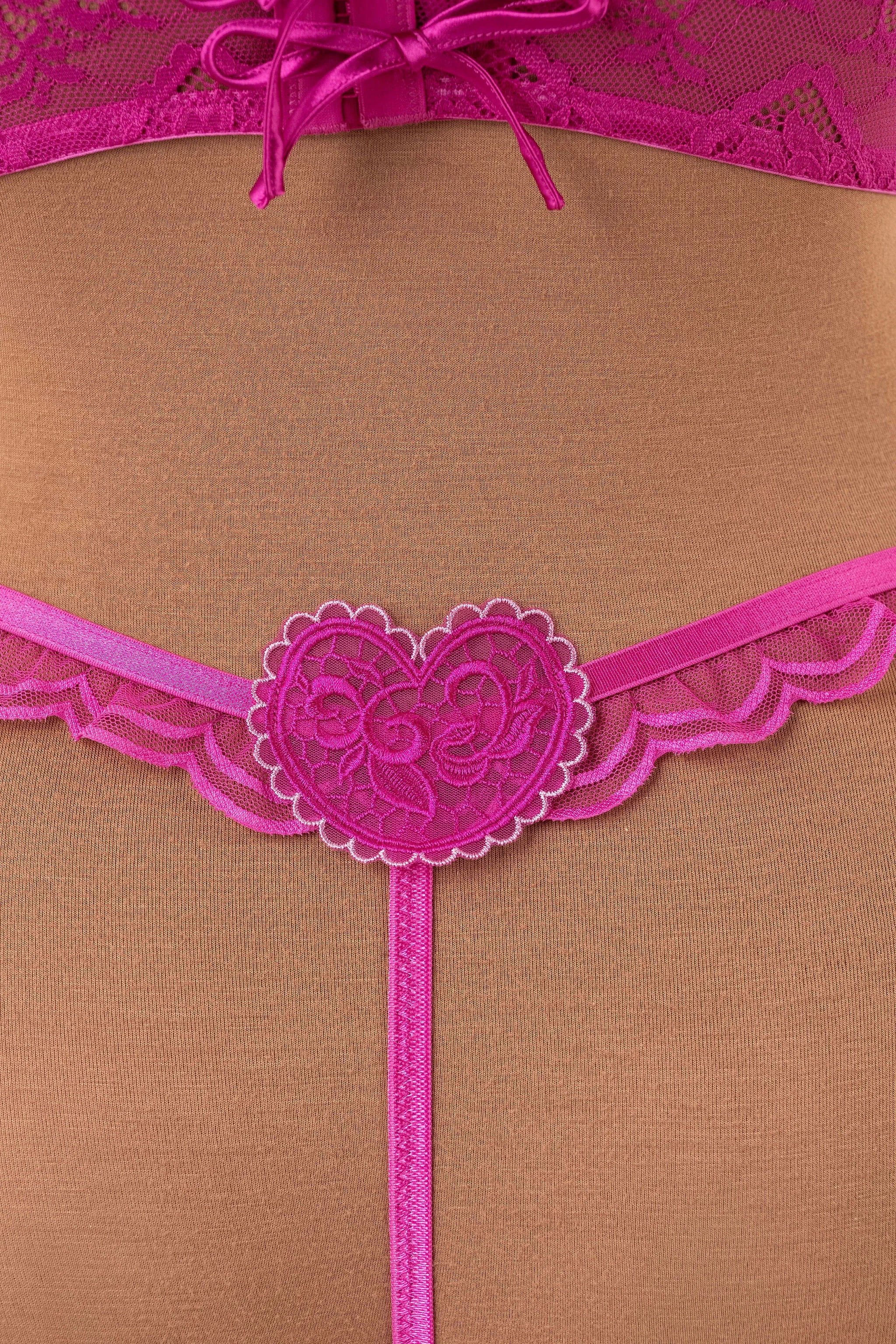 Lacy Scalloped Thong - Fuchsia - Image 10