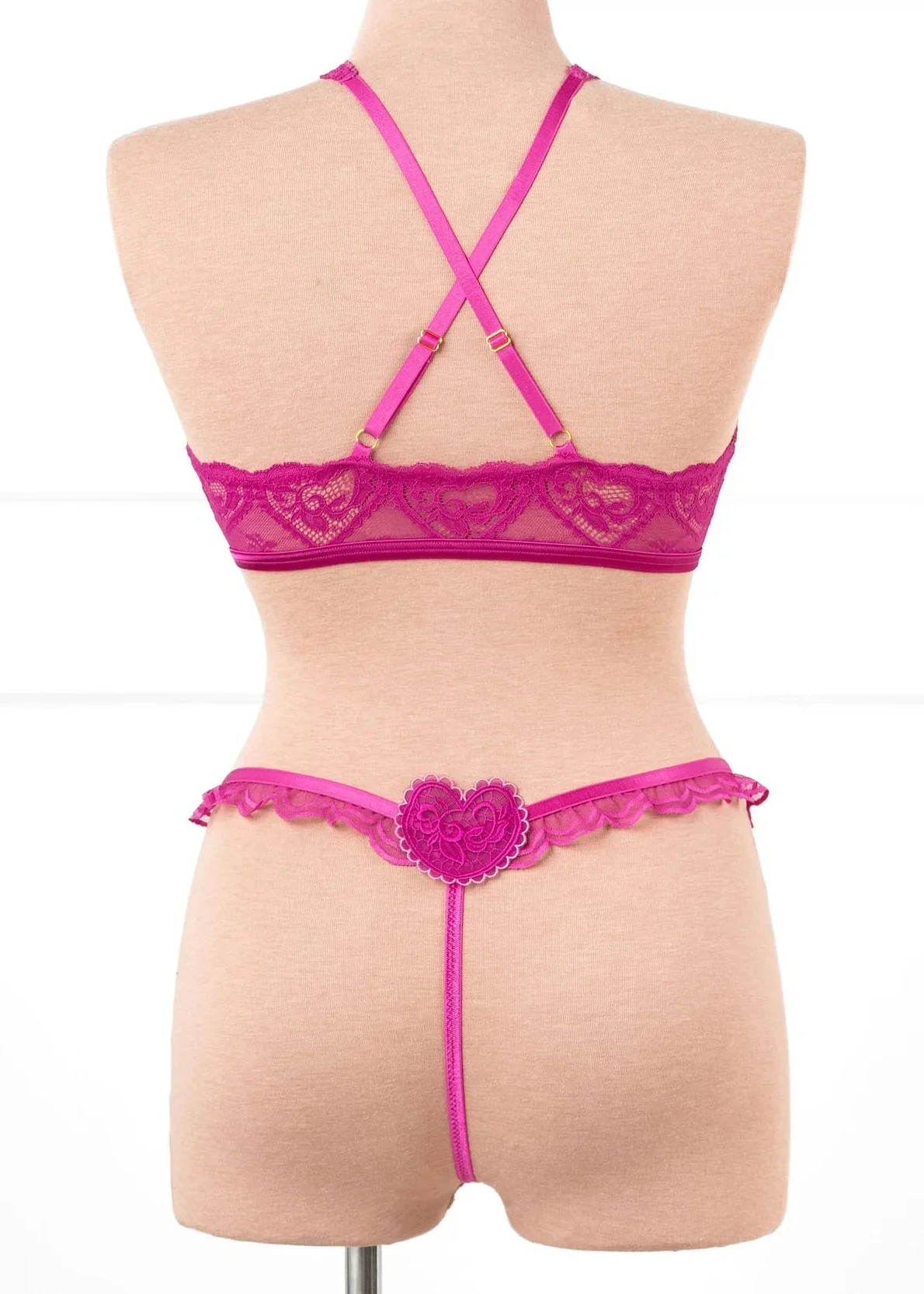 Lacy Scalloped Thong - Fuchsia - Image 18