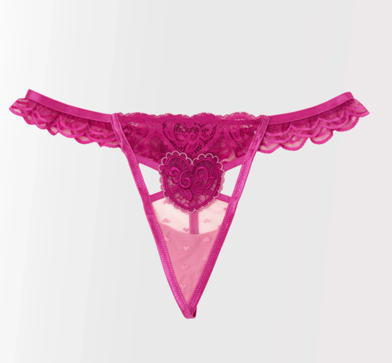 Lacy Scalloped Thong - Fuchsia - Image 19