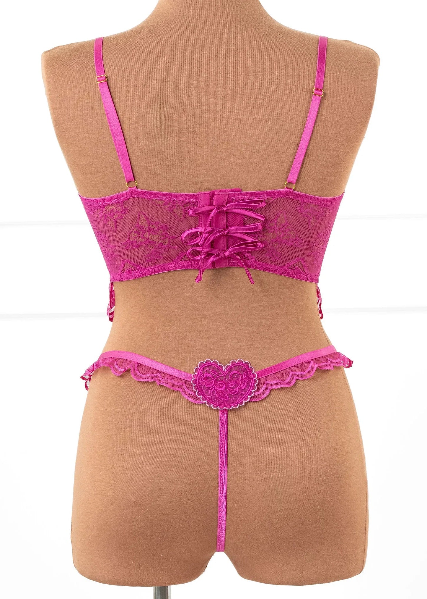 Lacy Scalloped Thong - Fuchsia - Image 4