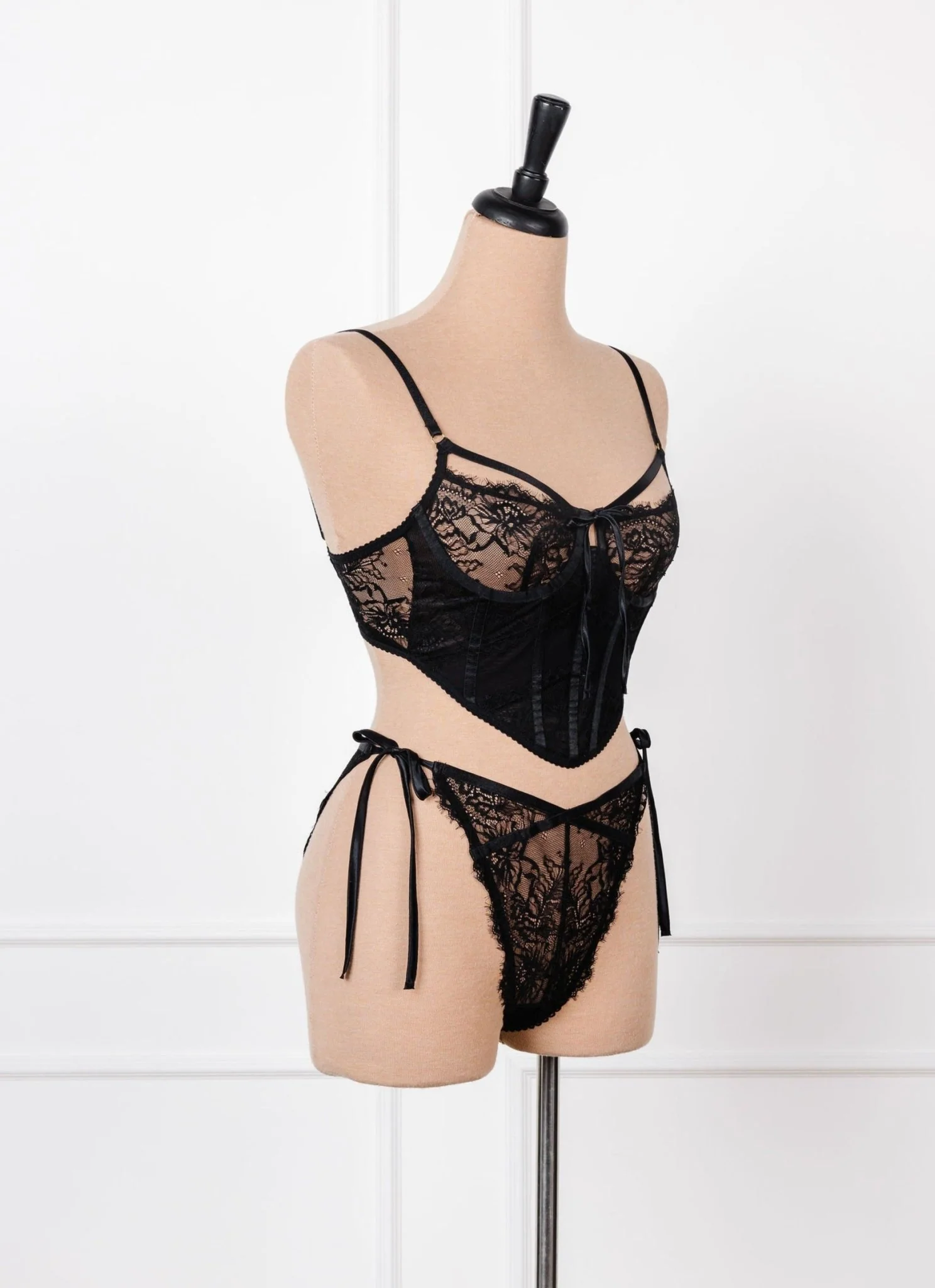 Lacy Side Tie Panty - Black - Image 3