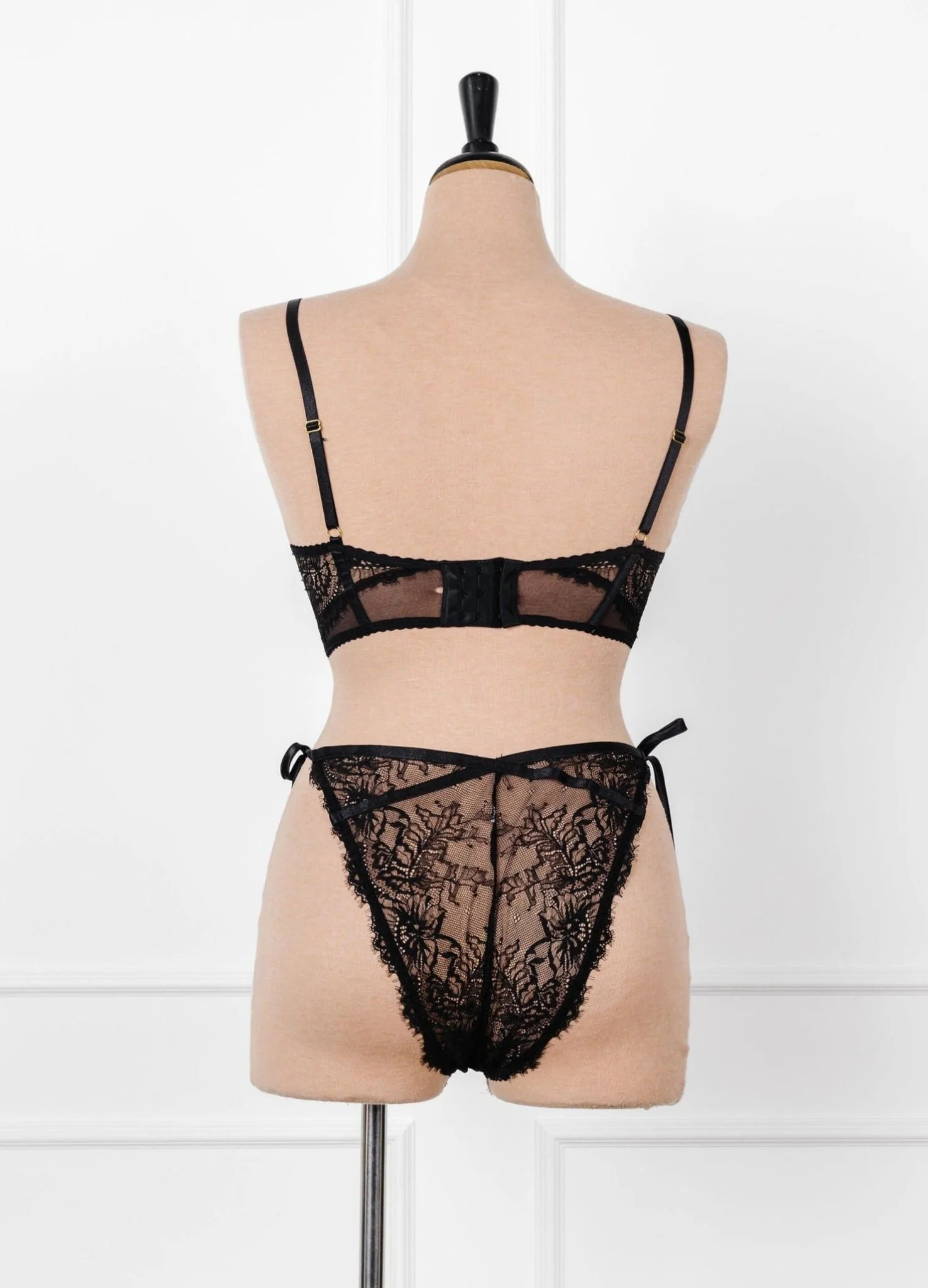 Lacy Side Tie Panty - Black - Image 4