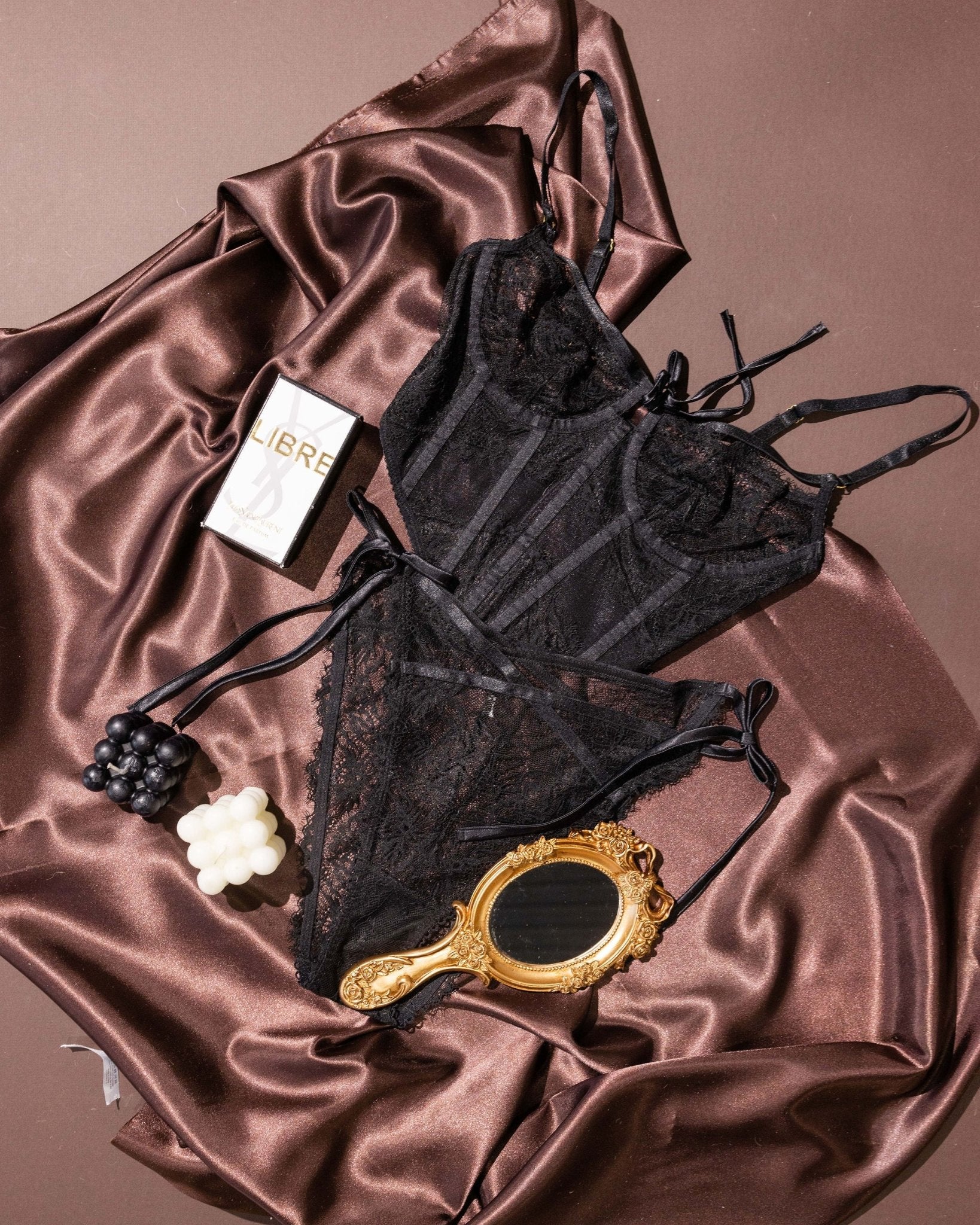 Lacy Side Tie Panty - Black - Image 8