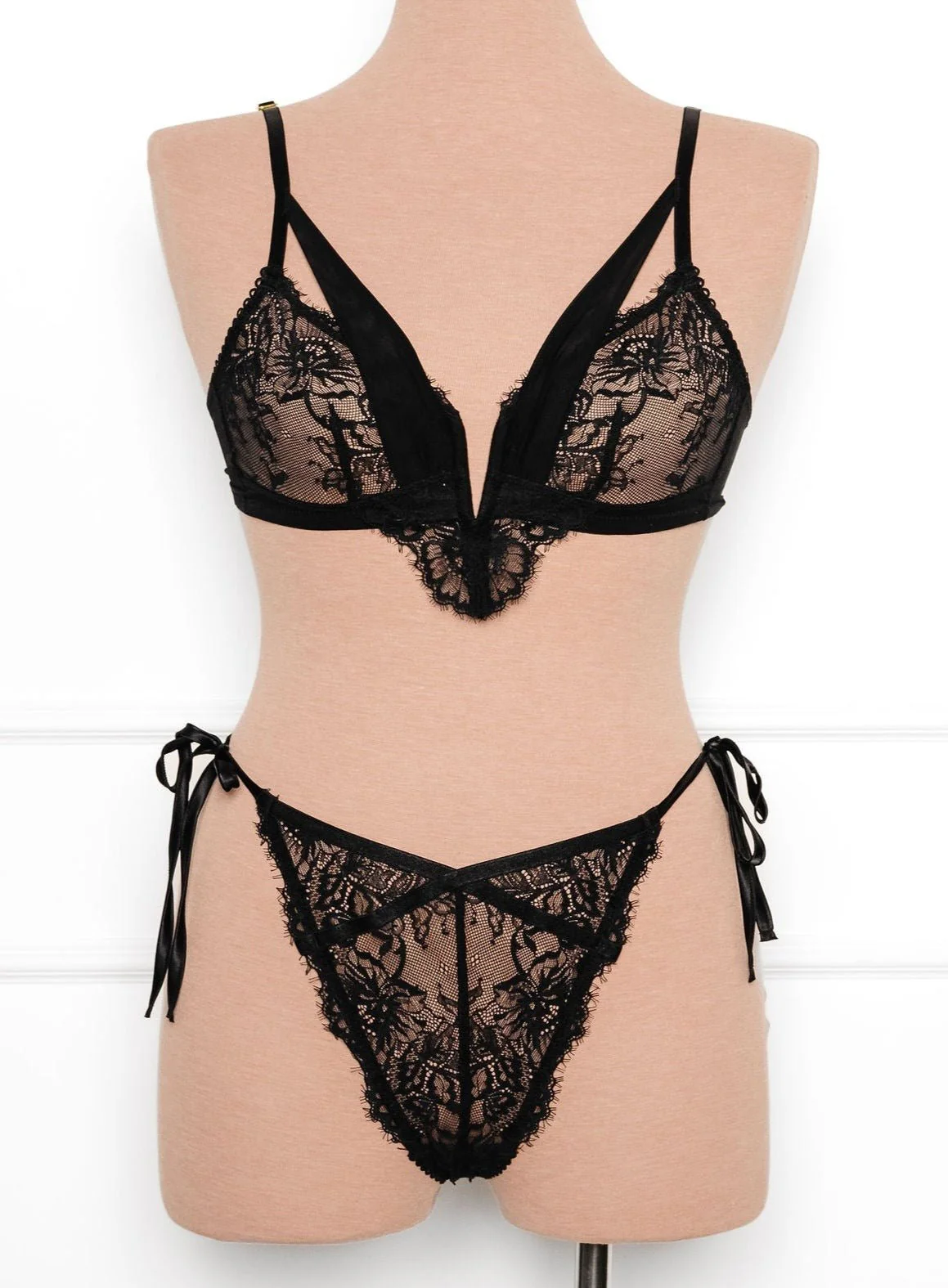 Lacy Side Tie Panty - Black - Image 9