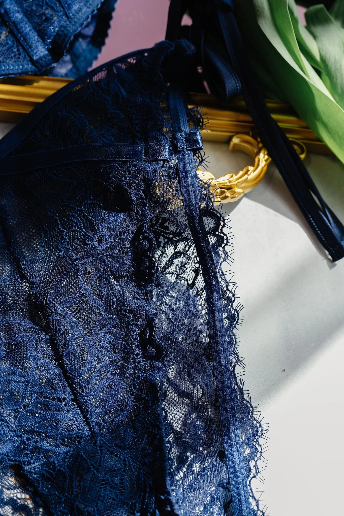 Lacy Side Tie Panty - Navy - Image 5