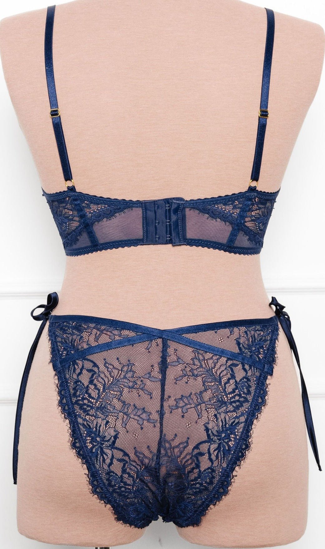 Lacy Side Tie Panty - Navy - Image 6