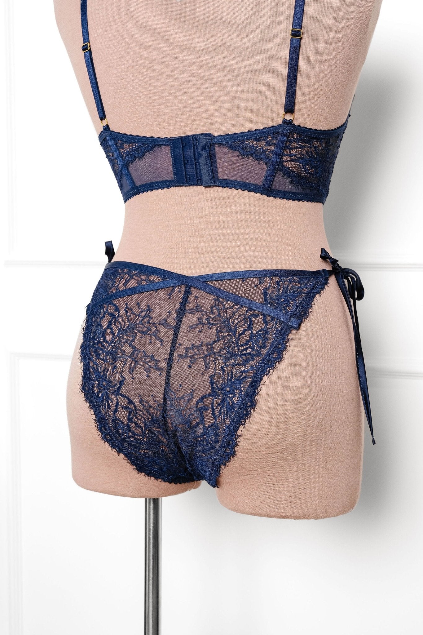 Lacy Side Tie Panty - Navy - Image 8