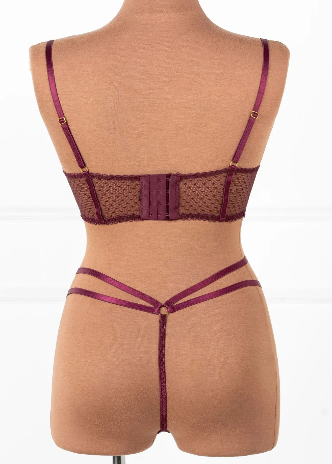 Lacy Strappy Thong - Cherry Lacquer - Image 5
