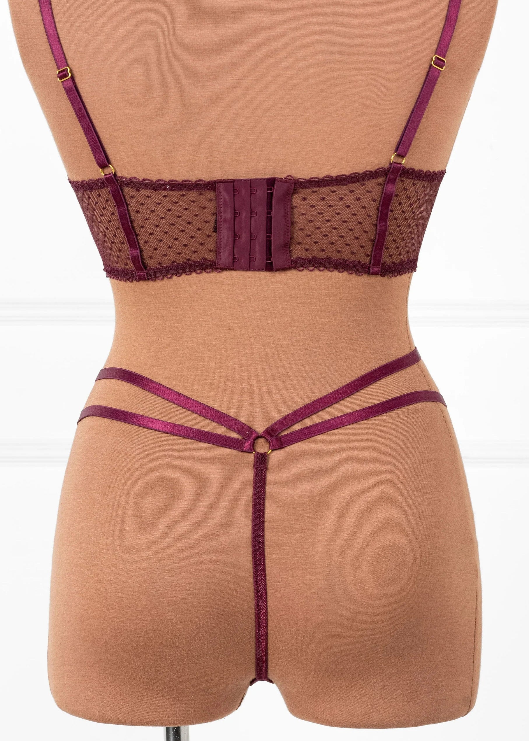 Lacy Strappy Thong - Cherry Lacquer - Image 7