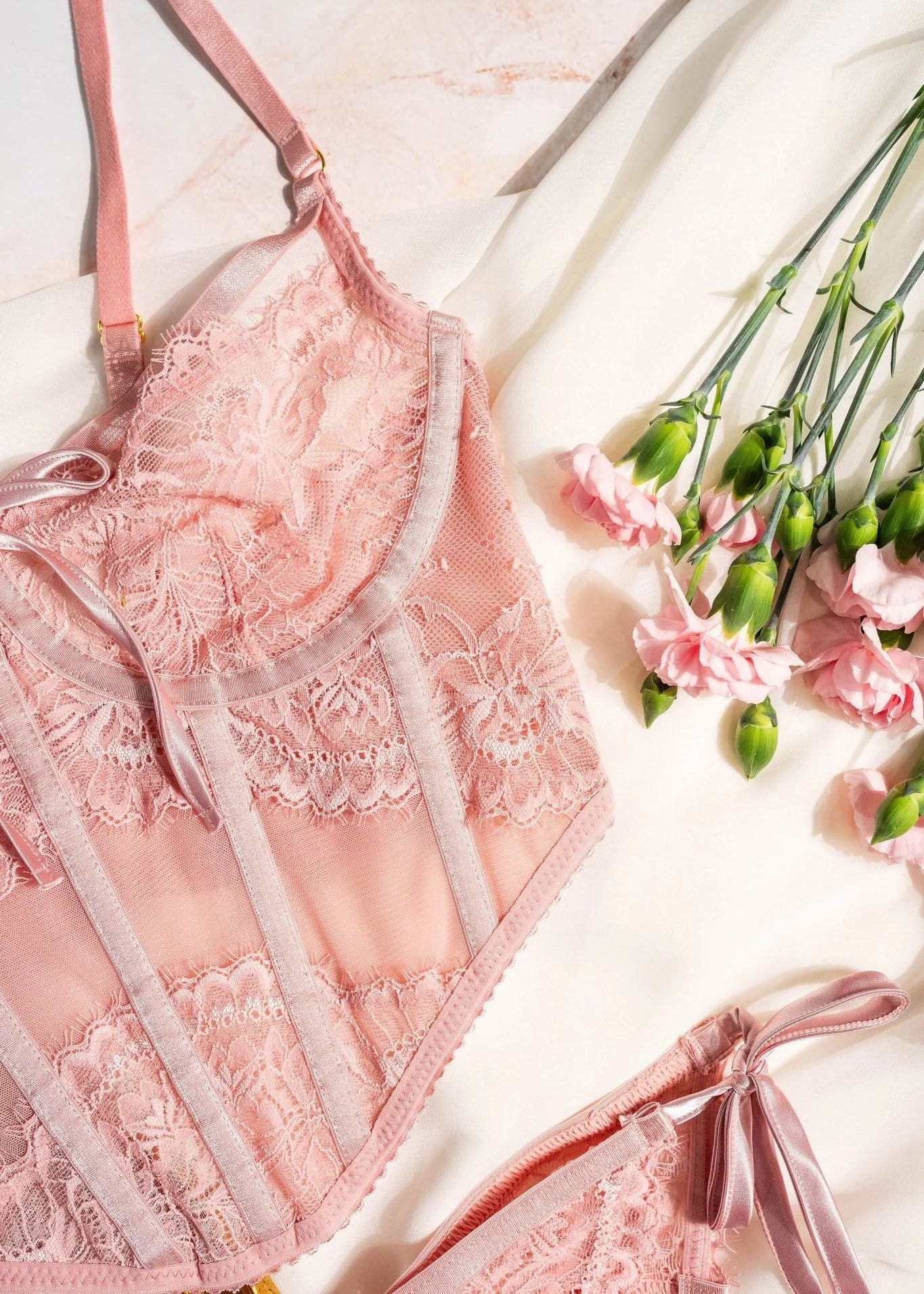 Lacy Underwire Corset - Blush - Image 10