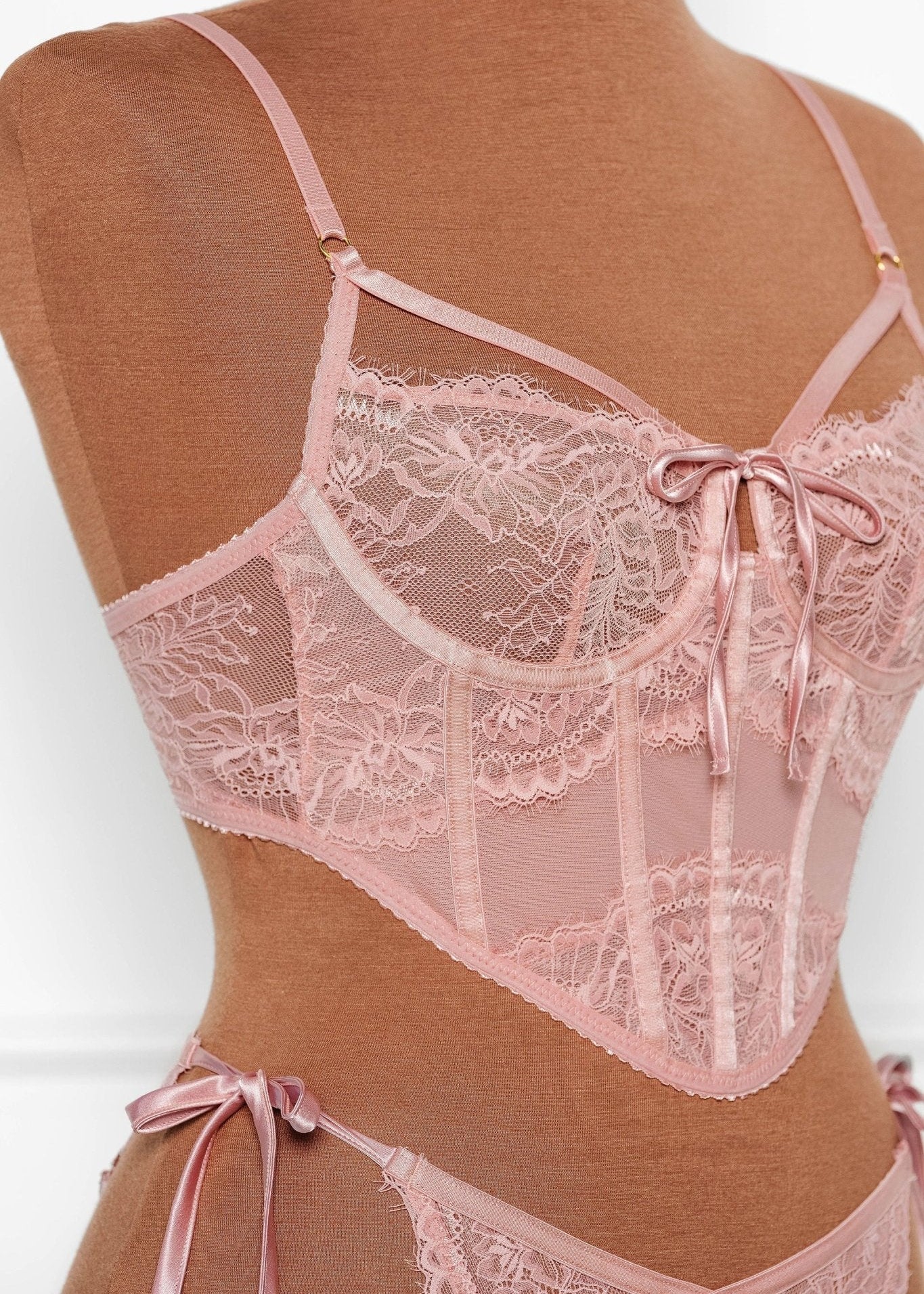 Lacy Underwire Corset - Blush - Image 4