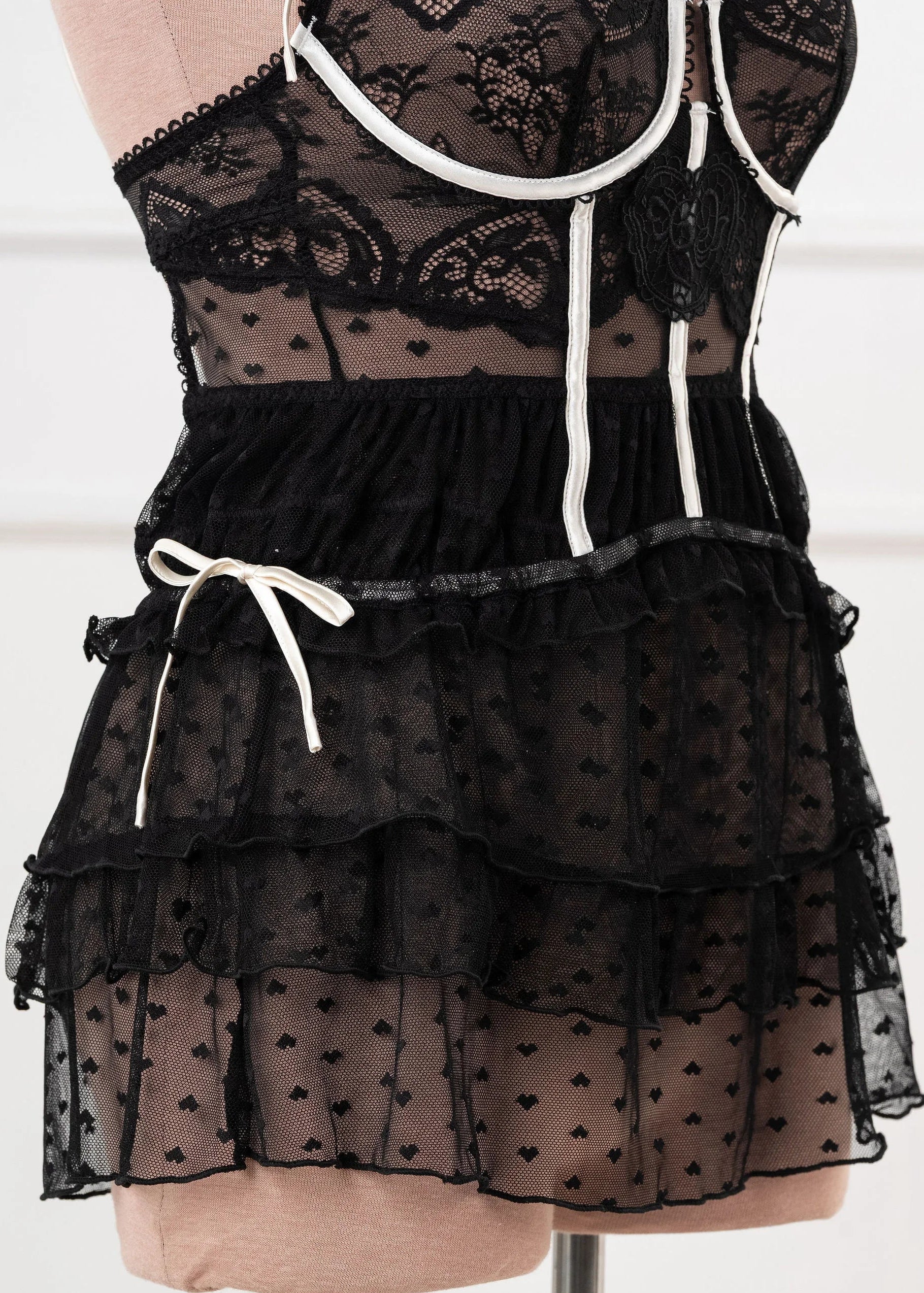 Lacy Underwire Ruched Babydoll - Black - Image 11