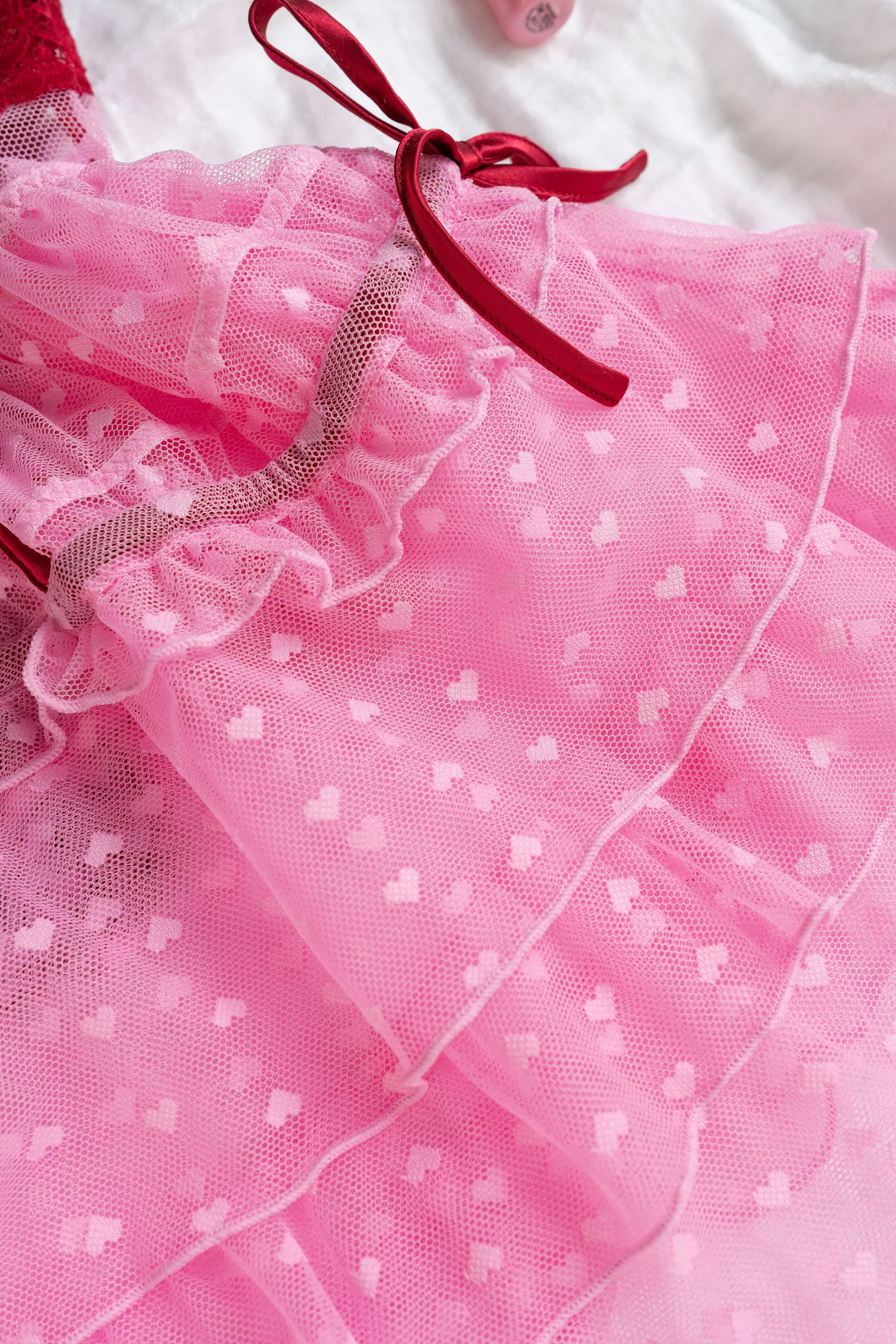 Lacy Underwire Ruched Babydoll - Red - Image 19